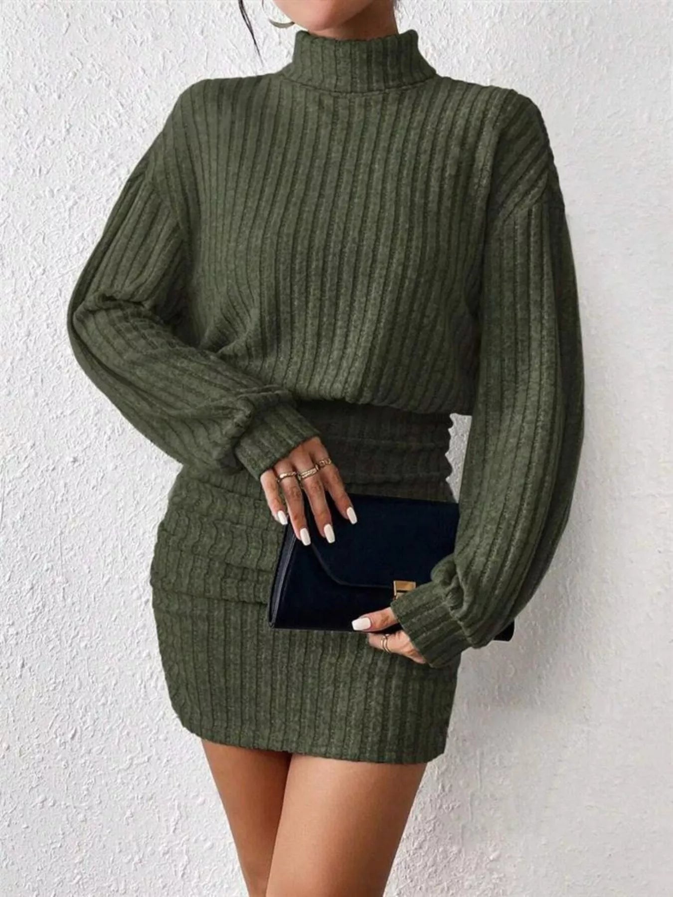 ribbed turtleneck bodycon dress The Softest Rib Turtleneck Dress