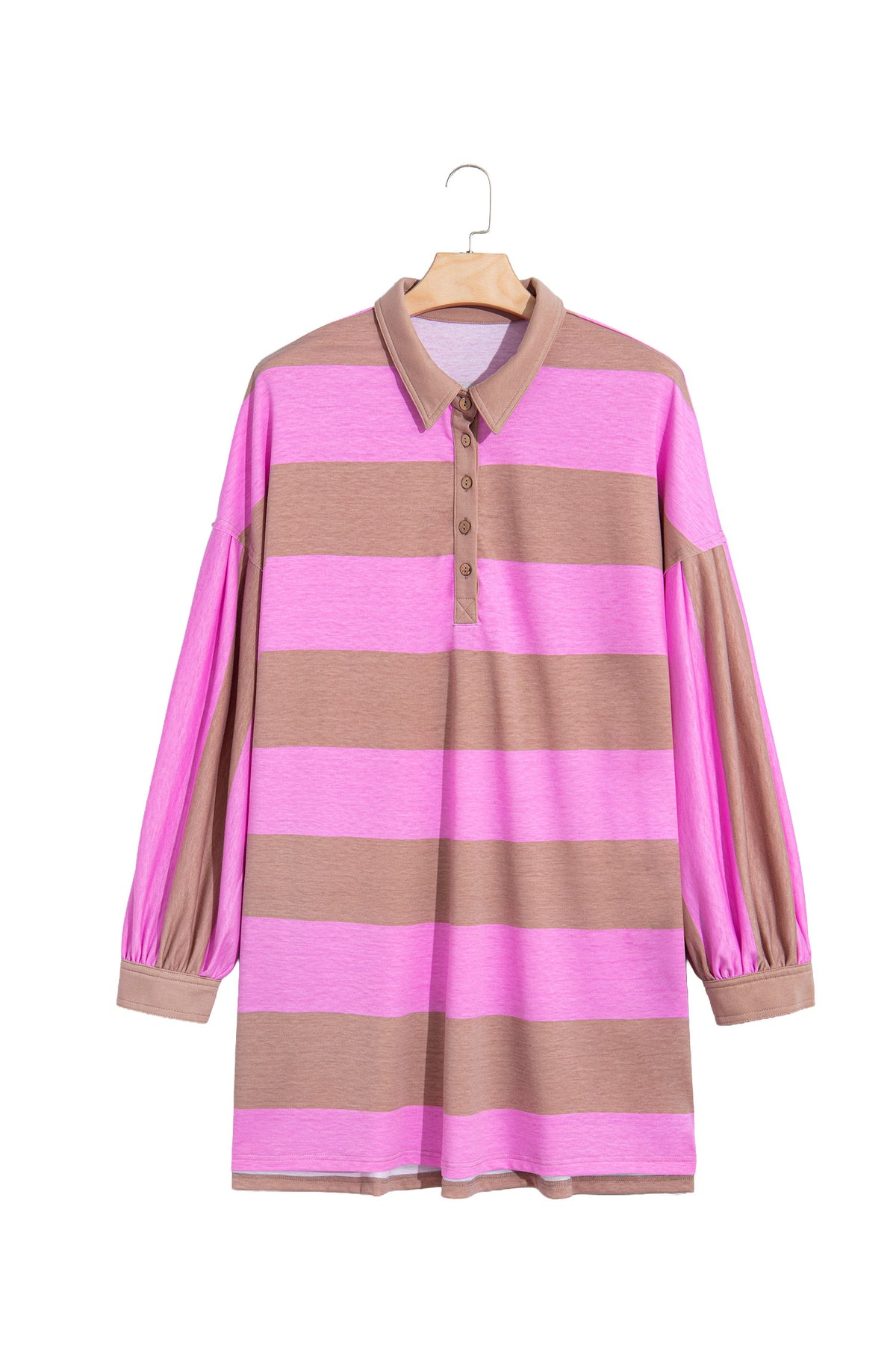 Rose Stripe Striped Colorblock Long Sleeve V Neck Shift Plus Size Dress-TOPS / DRESSES-[Adult]-[Female]-2022 Online Blue Zone Planet