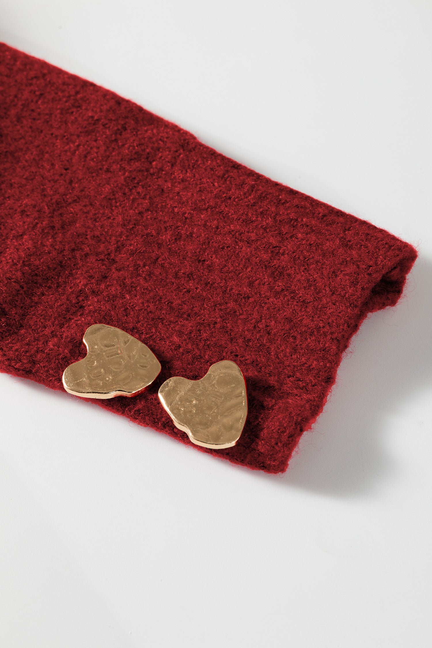 Fiery Red Heart Metal Button V Neck Cardigan Sweater-TOPS / DRESSES-[Adult]-[Female]-2022 Online Blue Zone Planet