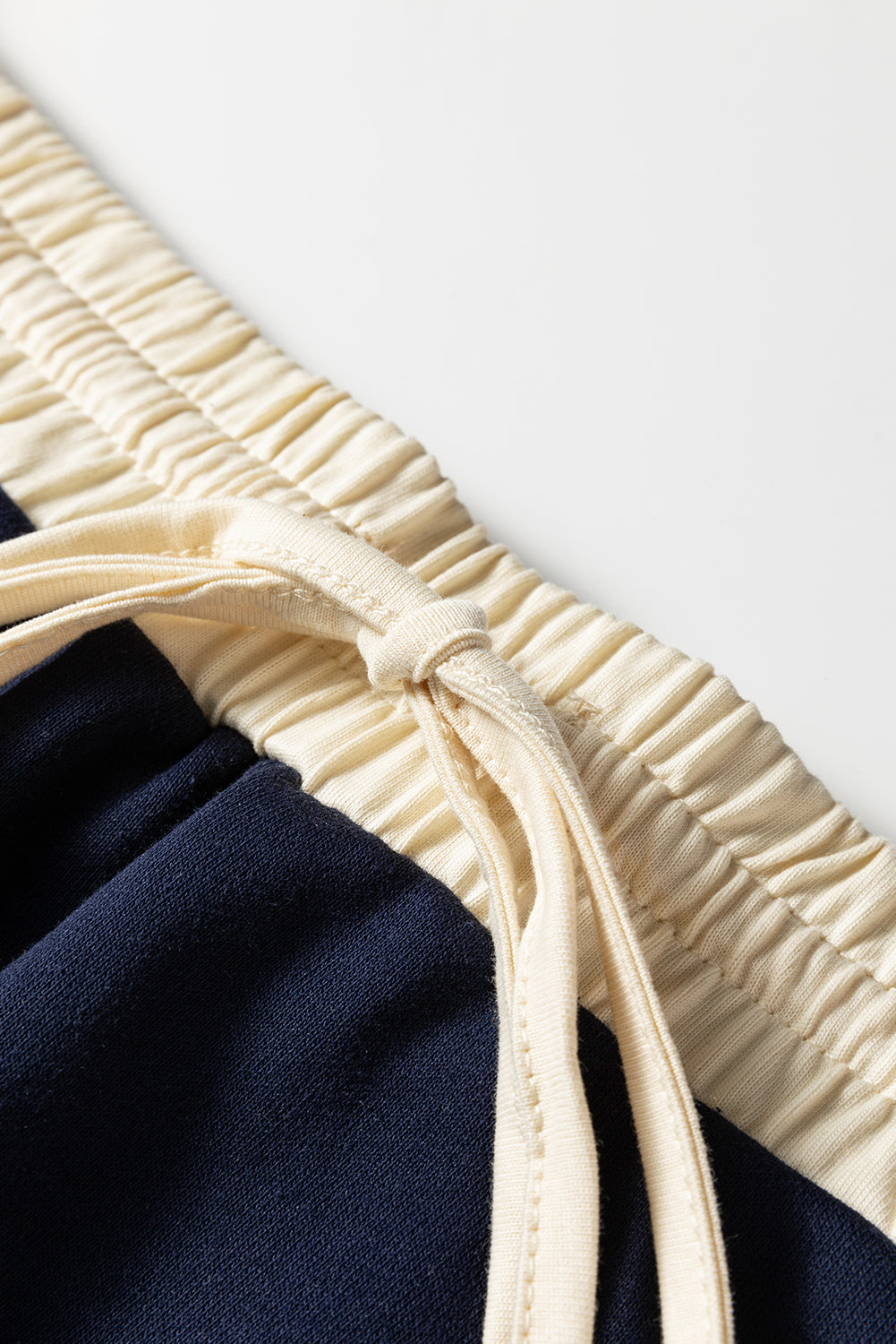 Navy Blue Plus Color Block Drop Shoulder Top and Lace-up Skirt Outfit-Plus Size/Plus Size Loungewear-[Adult]-[Female]-2022 Online Blue Zone Planet