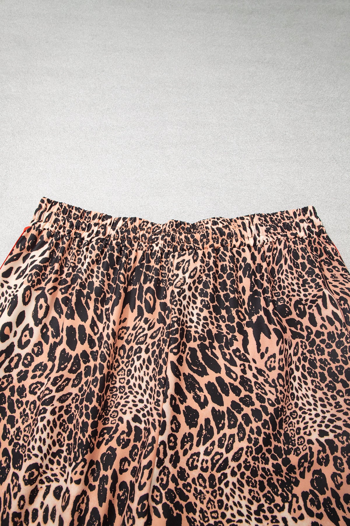 Khaki Leopard Print Colorblock Side Stripes Wide Leg Full Length Plus Size Pants-Plus Size/Plus Size Bottoms-[Adult]-[Female]-2022 Online Blue Zone Planet