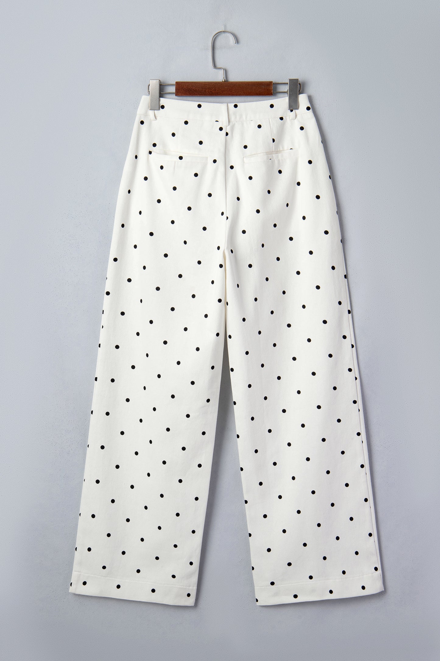 White Polka Dot Print Scalloped Patch Pocket Cotton Shift Pants-Bottoms/Pants & Culotte-[Adult]-[Female]-2022 Online Blue Zone Planet
