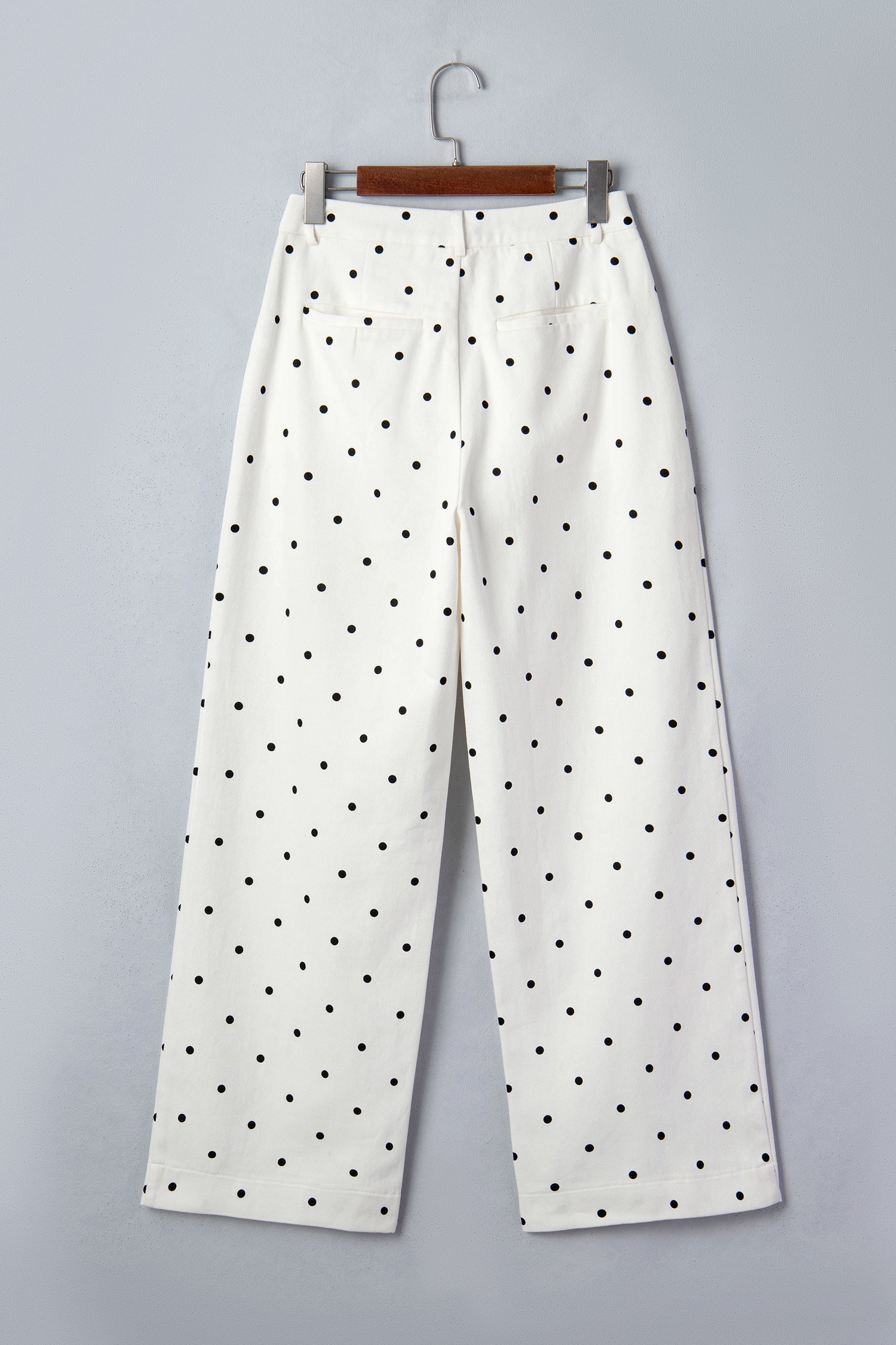 White Polka Dot Print Scalloped Patch Pocket Cotton Shift Pants-Bottoms/Pants & Culotte-[Adult]-[Female]-2022 Online Blue Zone Planet