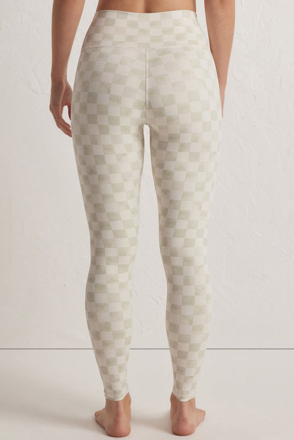 Khaki Checkered Pattern High Waist Skinny Leggings-Leggings-[Adult]-[Female]-2022 Online Blue Zone Planet