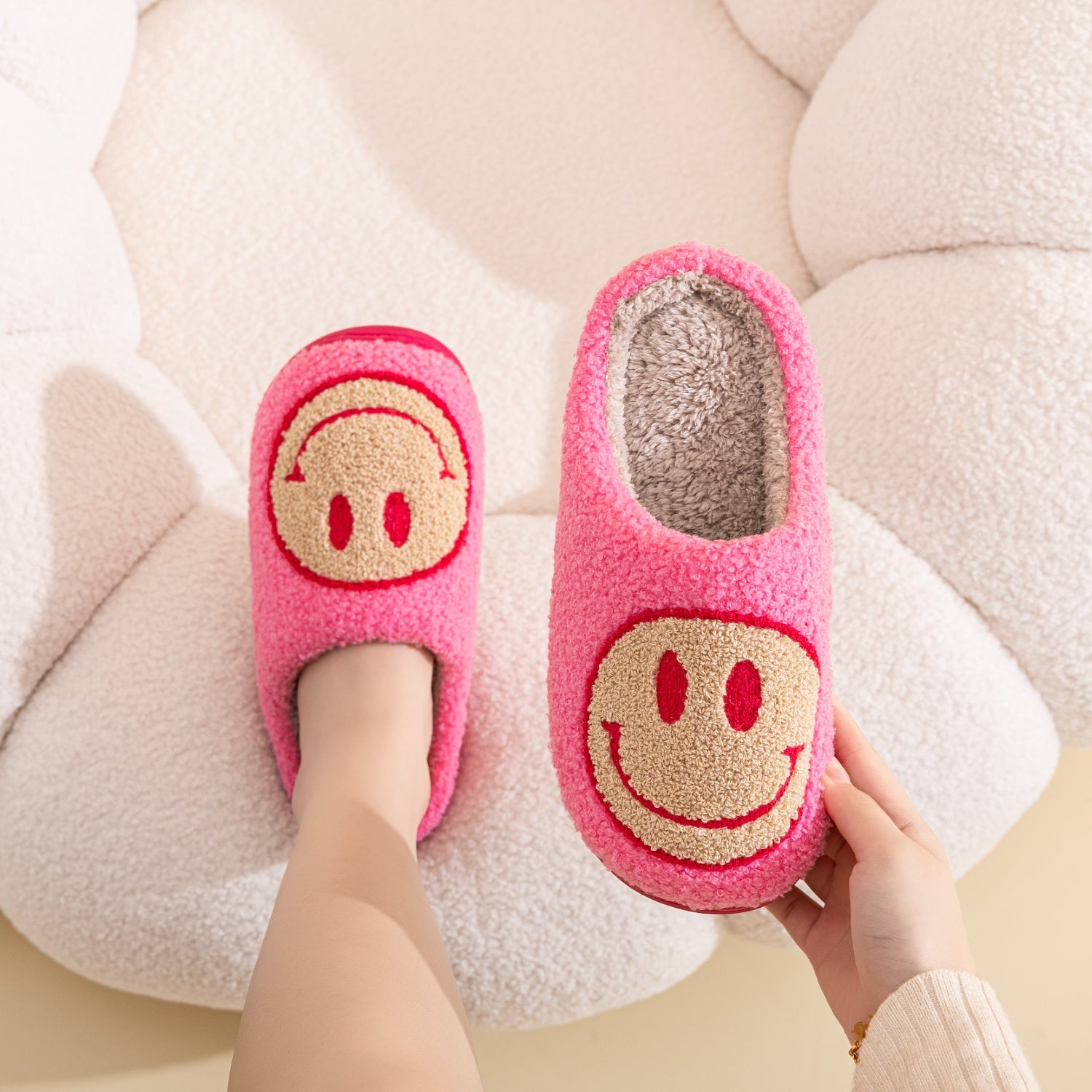 Blue Zone Planet |  Melody Smiley Face Slippers BLUE ZONE PLANET