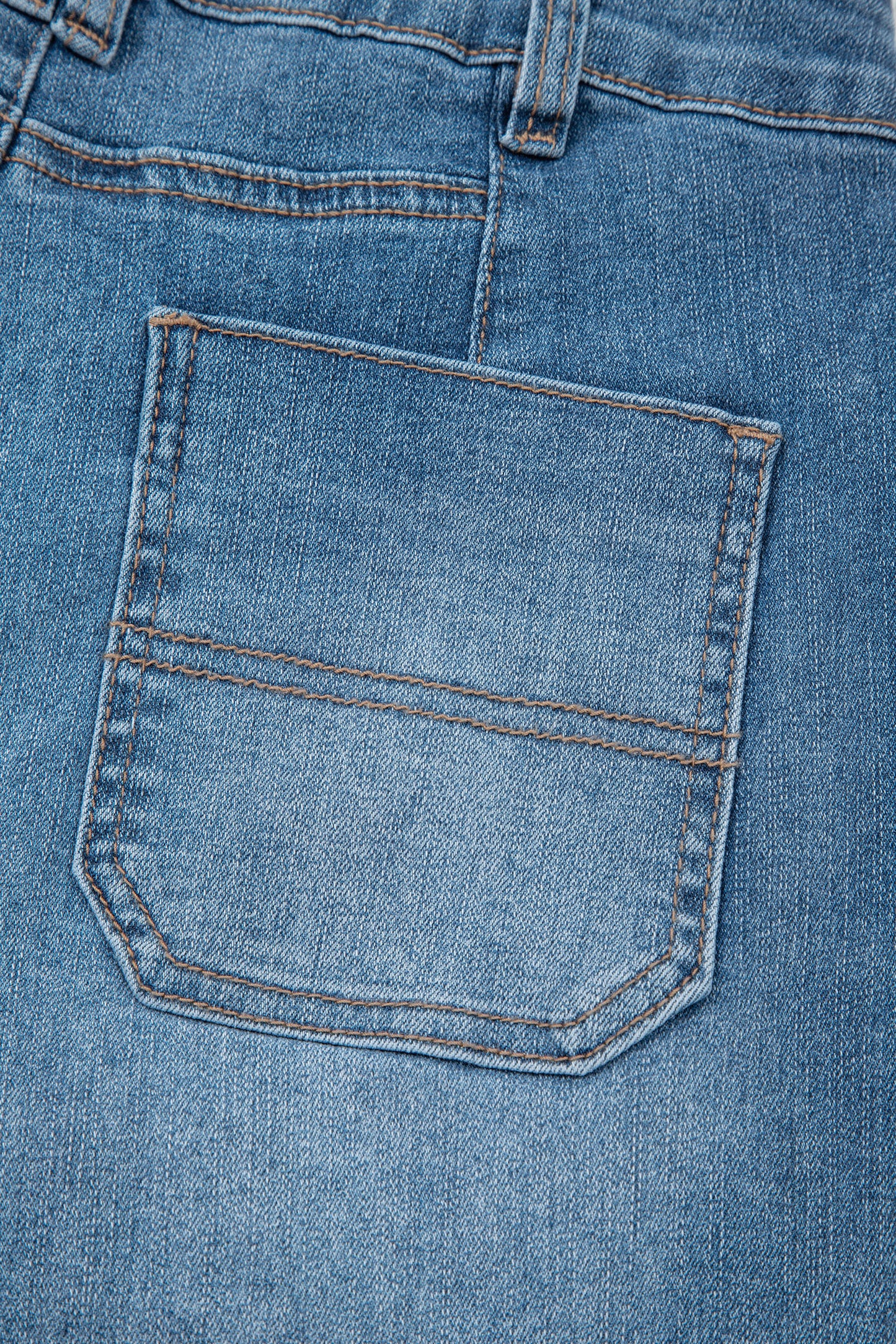 Sail Blue Exposed Stitching Straight Jeans-Bottoms/Jeans-[Adult]-[Female]-2022 Online Blue Zone Planet