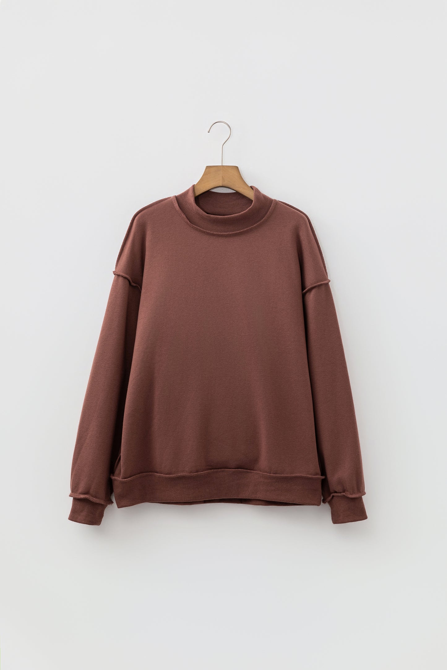 Red Dahlia Oversize Drop Shoulder Reversible Mock Neck Sweatshirt-Tops/Sweatshirts & Hoodies-[Adult]-[Female]-2022 Online Blue Zone Planet