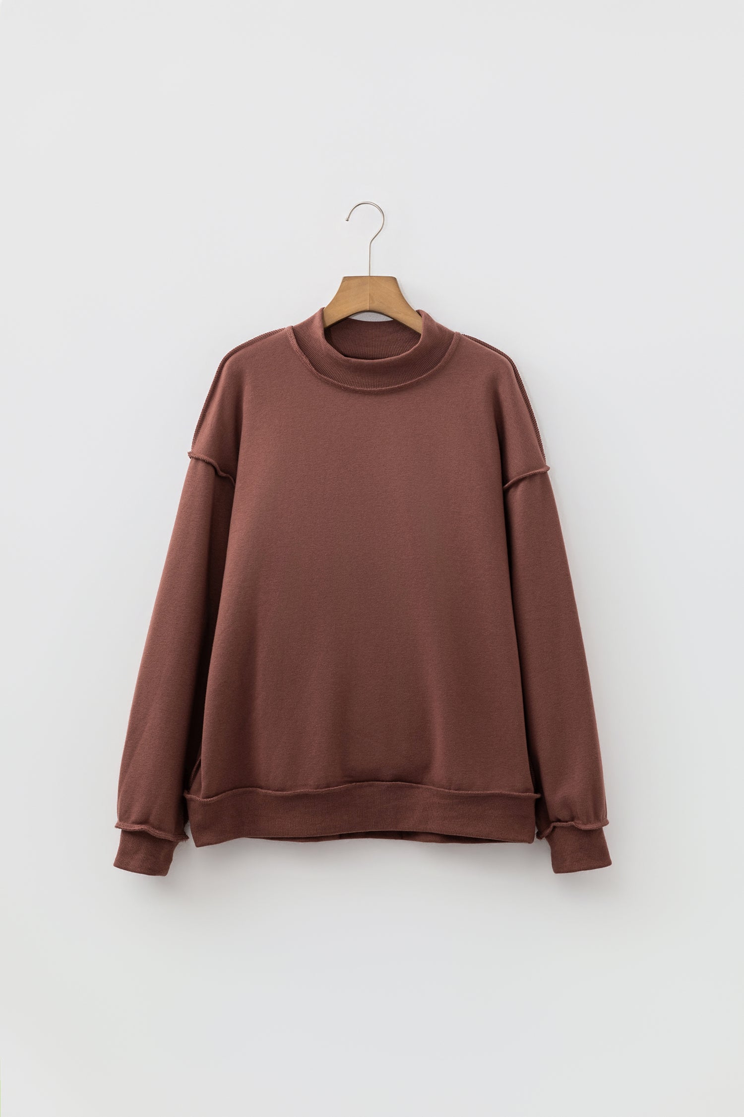 Red Dahlia Oversize Drop Shoulder Reversible Mock Neck Sweatshirt-Tops/Sweatshirts & Hoodies-[Adult]-[Female]-2022 Online Blue Zone Planet