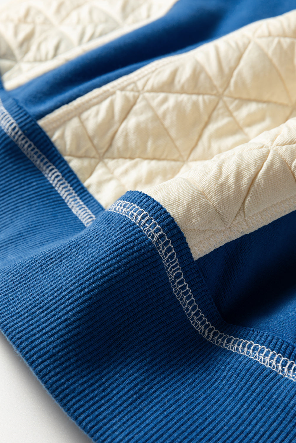 White Quilted Fleece Color Block Patchwork Oversize Hoodie-Tops / Dresses-[Adult]-[Female]-2022 Online Blue Zone Planet