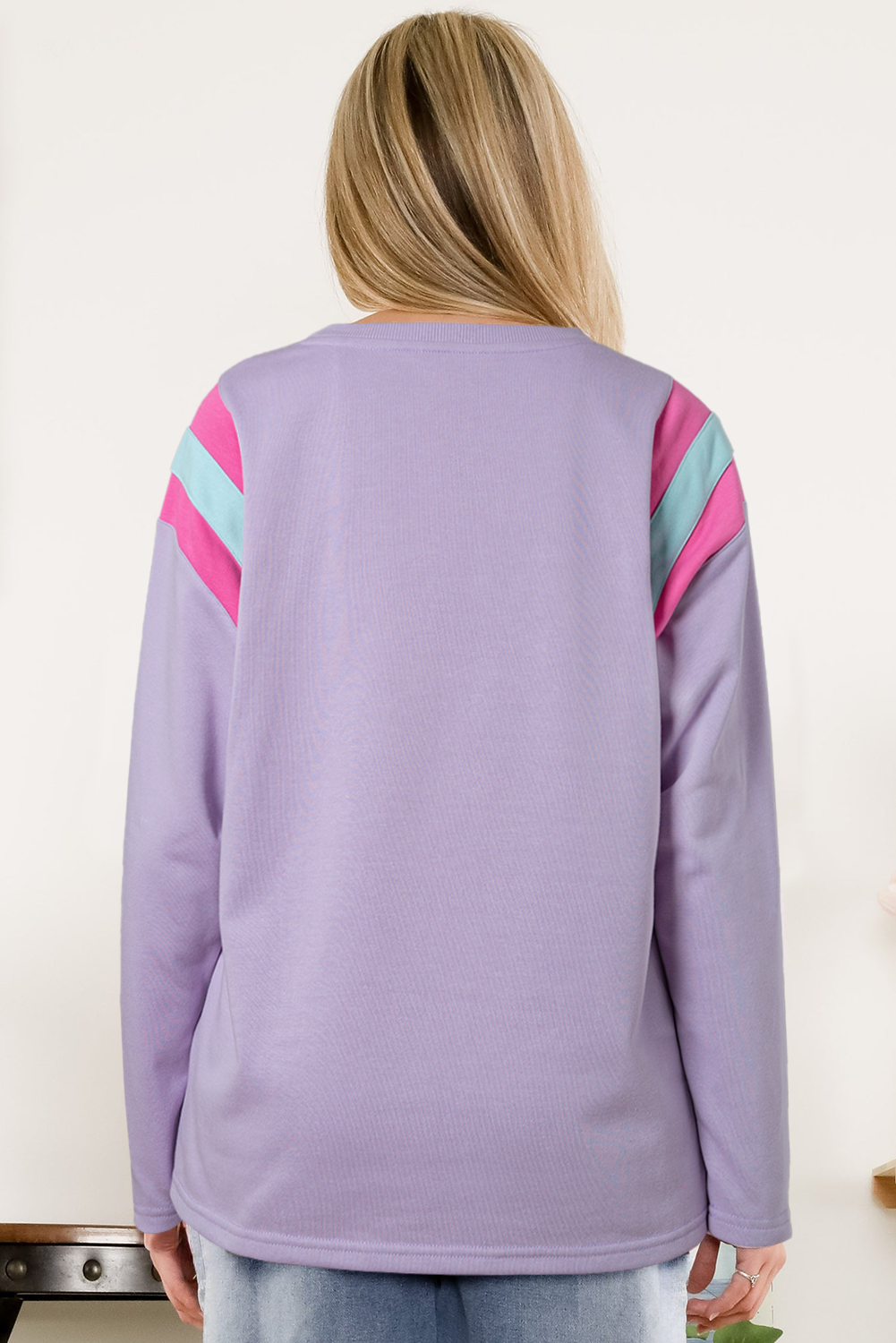 Phalaenopsis Mineral Wash Colorblock Arm Patchwork Oversize Top-Tops/Long Sleeve Tops-[Adult]-[Female]-2022 Online Blue Zone Planet