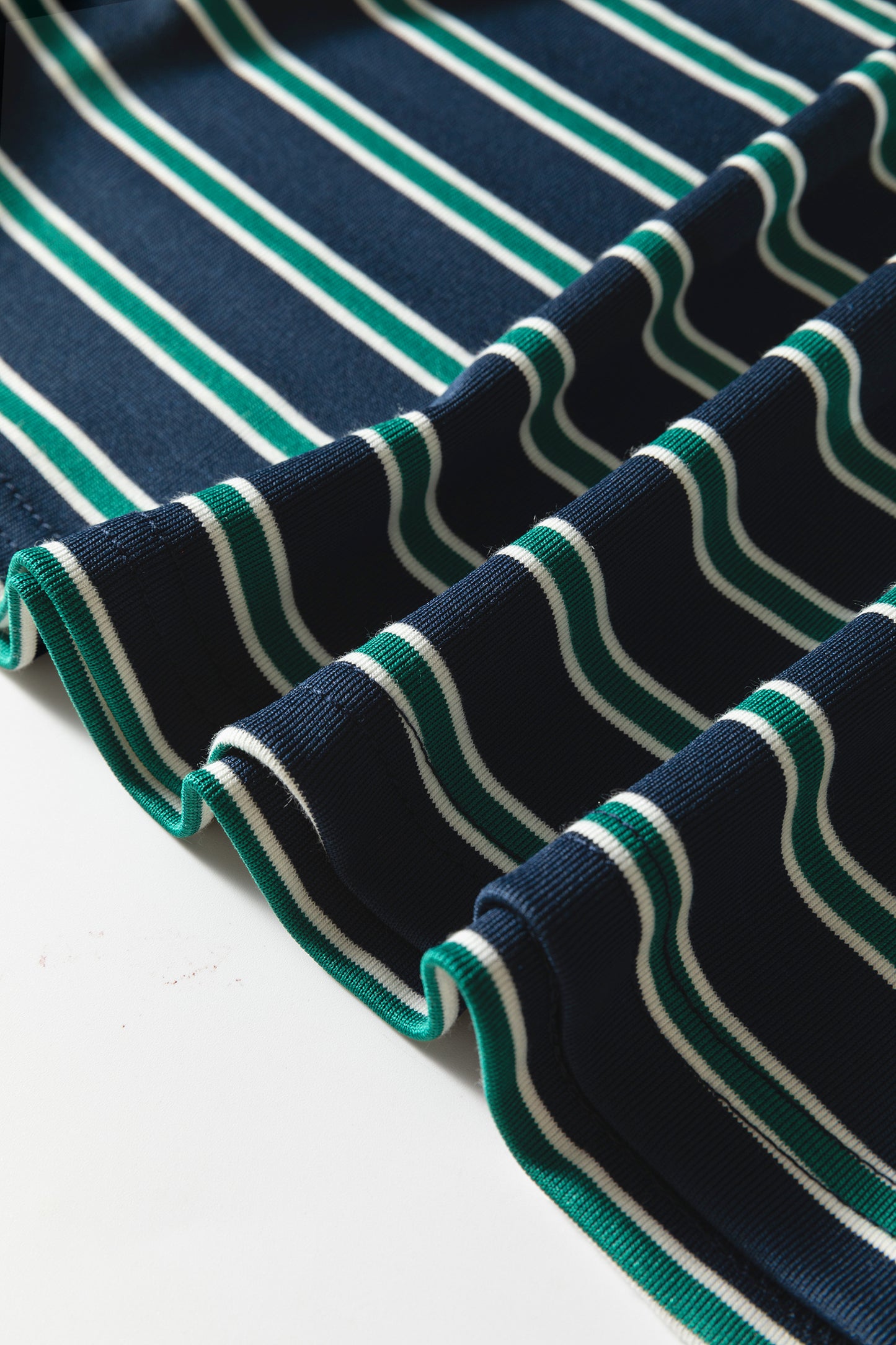 Green Stripe Ribbed Color Block Patchwork Crew Neck Patch Pocket Long Sleeve Top-Tops/Long Sleeve Tops-[Adult]-[Female]-2022 Online Blue Zone Planet
