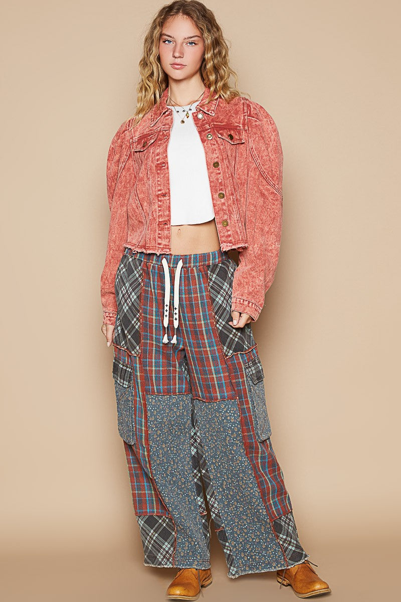 POL Raw Hem Button Up Cropped Denim Jacket-TOPS / DRESSES-[Adult]-[Female]-2022 Online Blue Zone Planet