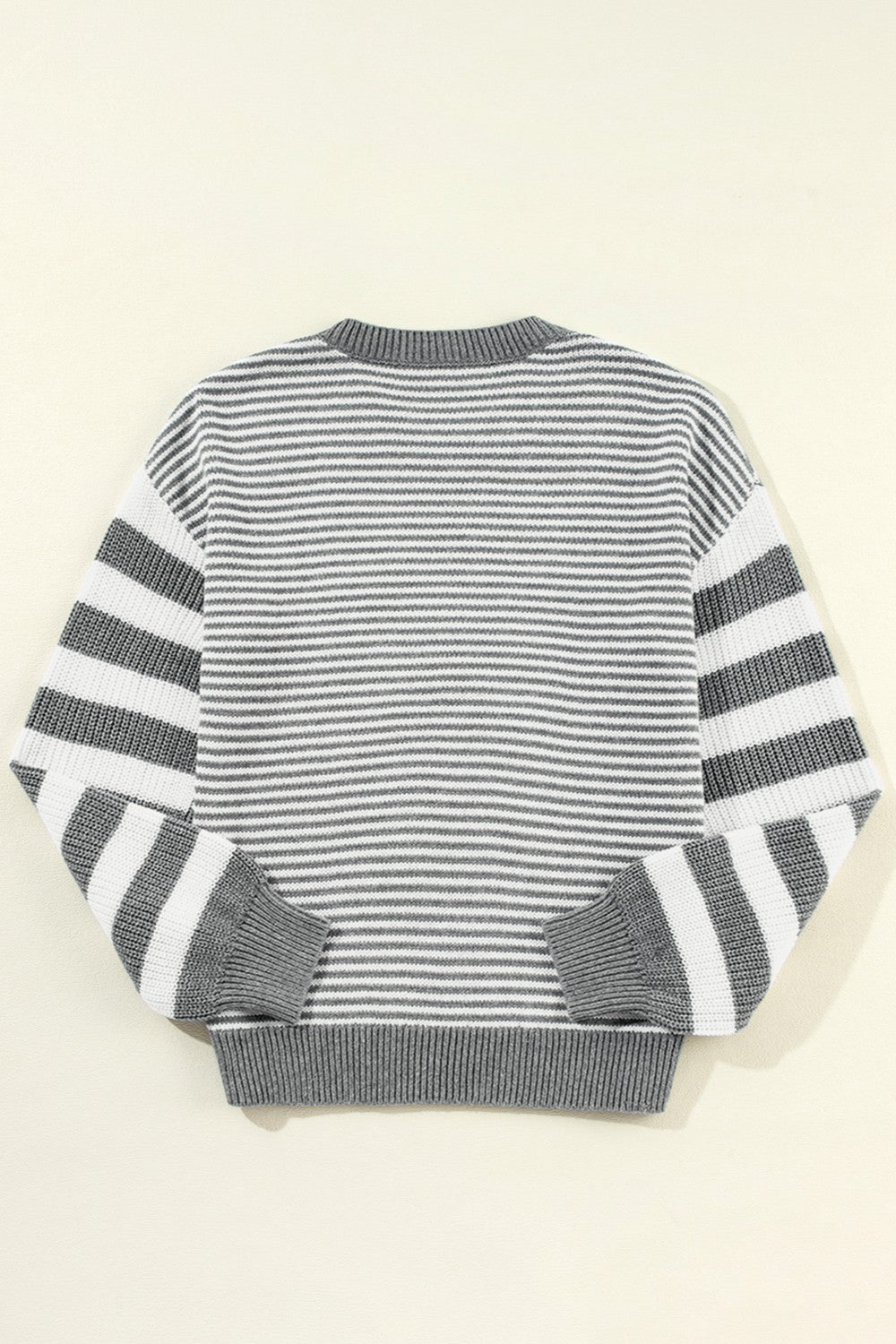 Blue Zone Planet | Striped Round Neck Long Sleeve Sweater-TOPS / DRESSES-[Adult]-[Female]-2022 Online Blue Zone Planet