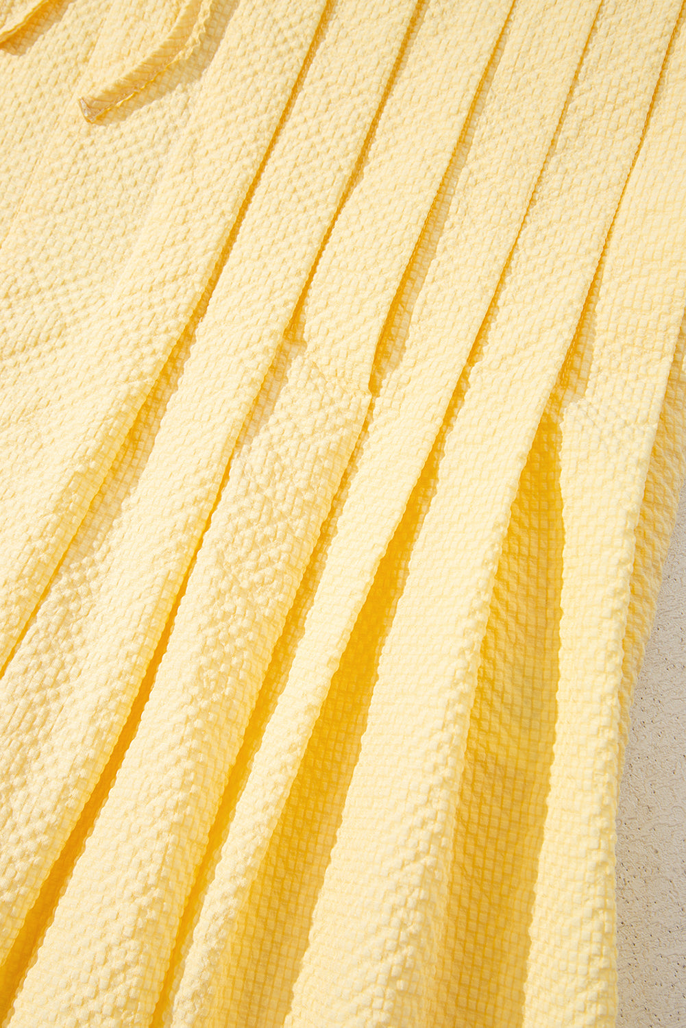 Yellow Cream Bow Tie Notched Neck Pleated Tank Top-Tops/Tank Tops-[Adult]-[Female]-2022 Online Blue Zone Planet