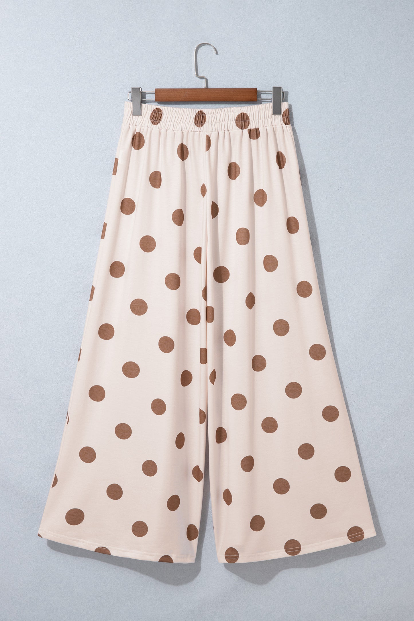 Khaki Polka Dot Wide Leg Elastic Waist Casual Pants-Bottoms/Pants & Culotte-[Adult]-[Female]-2022 Online Blue Zone Planet