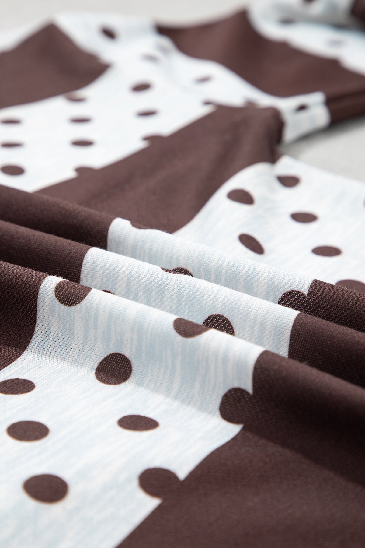 Brown Stripe Patchwork Polka Dot Accent Quarter Zip Long Sleeve Top-Tops/Long Sleeve Tops-[Adult]-[Female]-2022 Online Blue Zone Planet