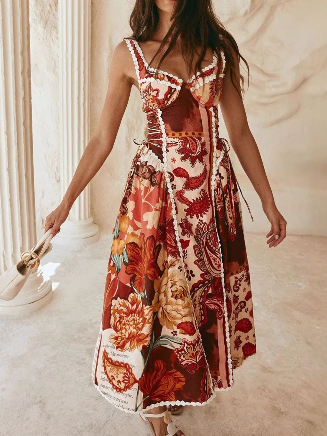 retro paisley dress Blue 1970s Boho Halter Fit Flare Midi Elevate your wardrobe with our exquisite Paisley Embellished Maxi Dress Vintage Paisley Maxi Dress With