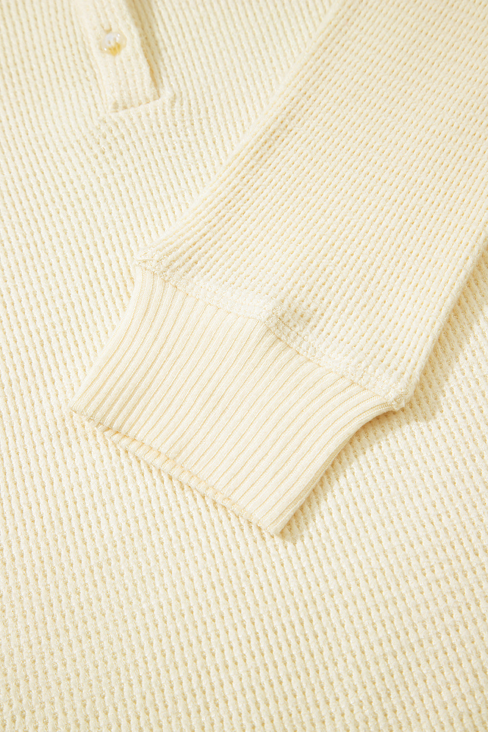 Oatmeal Textured Knit Half Buttons Henley Top-Tops/Long Sleeve Tops-[Adult]-[Female]-2022 Online Blue Zone Planet