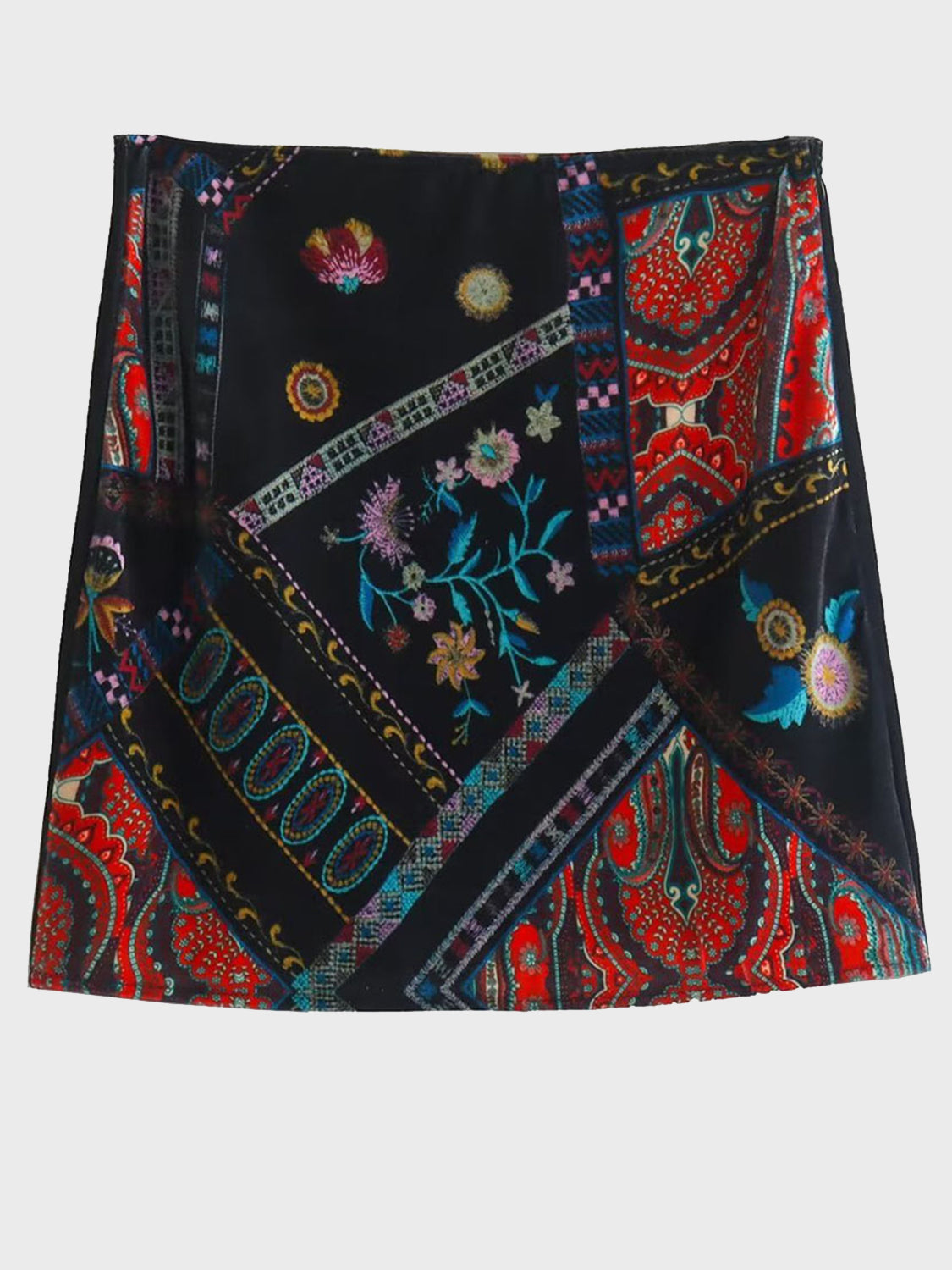 Printed Zip Mini Skirt-[Adult]-[Female]-Black-S-2022 Online Blue Zone Planet