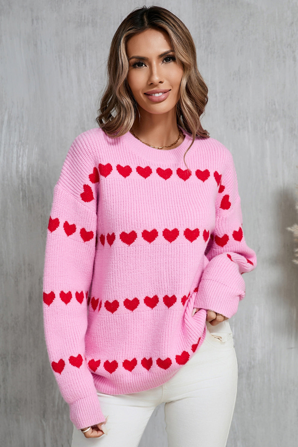 Angel Wings Heart Round Neck Long Sleeve Sweater-TOPS / DRESSES-[Adult]-[Female]-2022 Online Blue Zone Planet