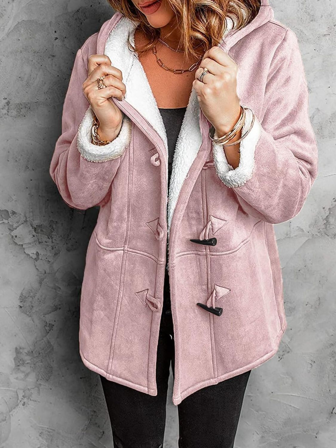 Full Size Pocketed Long Sleeve Hooded Toggle Jacket-TOPS / DRESSES-[Adult]-[Female]-Blush Pink-S-2022 Online Blue Zone Planet