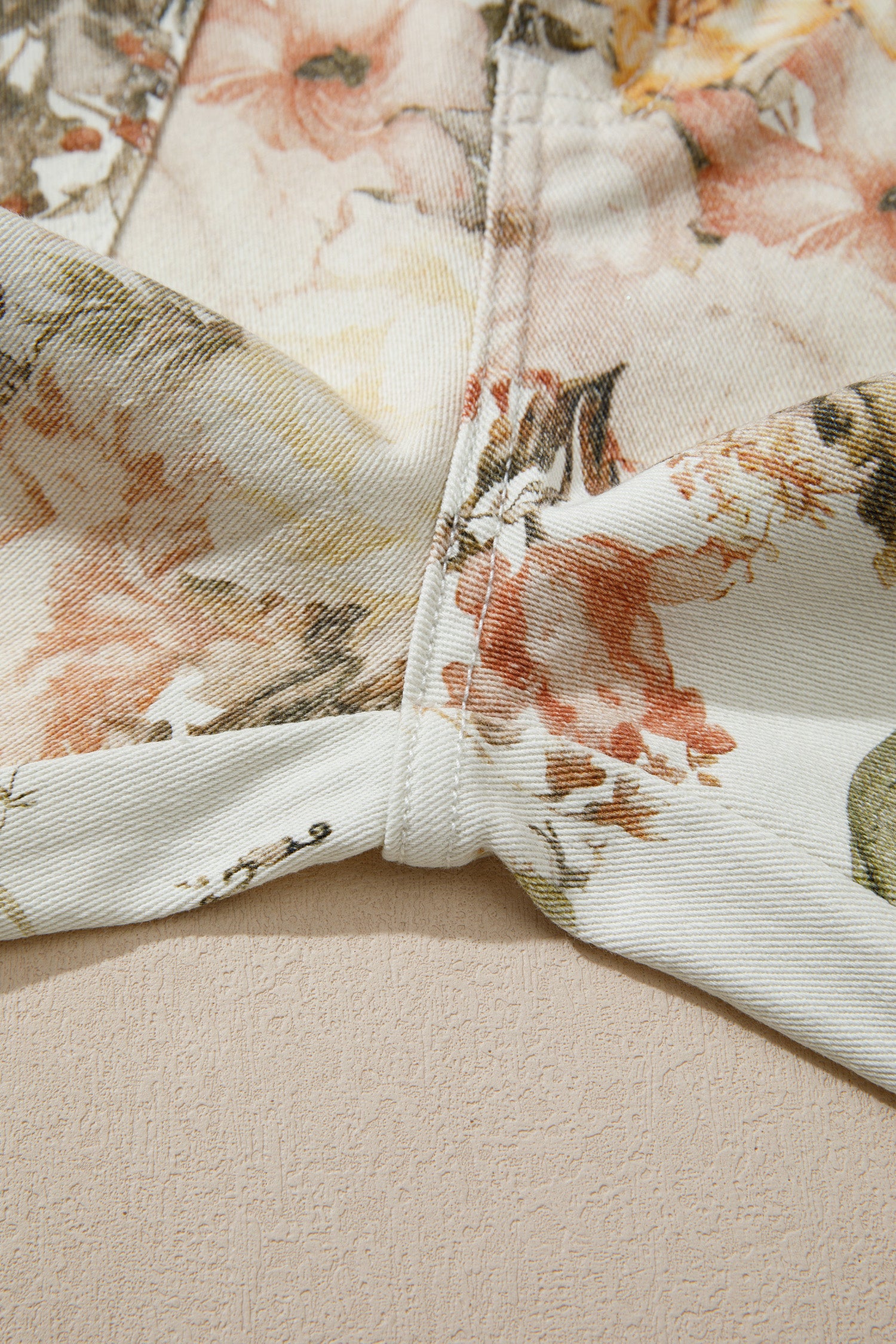 Beige Vintage Style Floral Print High Waist Wide Leg Jeans-Bottoms/Jeans-[Adult]-[Female]-2022 Online Blue Zone Planet