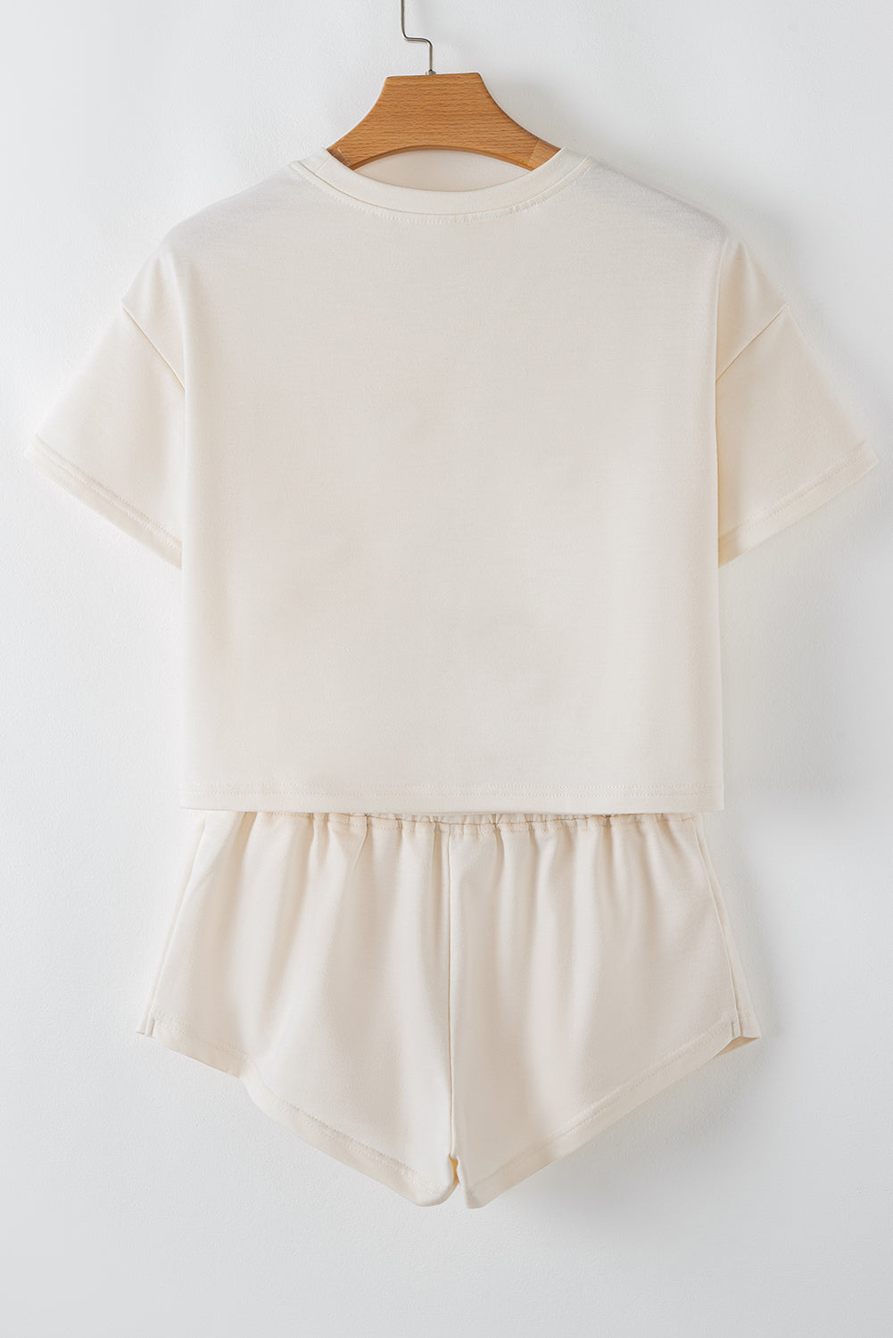 Beige 2Pcs Cropped Tee And Ruffle High Waist Skort Set-Two Piece Sets/Short Sets-[Adult]-[Female]-2022 Online Blue Zone Planet