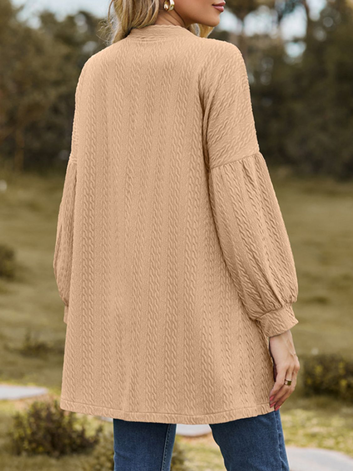 Textured Open Front Dropped Shoulder Cardigan-TOPS / DRESSES-[Adult]-[Female]-Taupe-S-2022 Online Blue Zone Planet