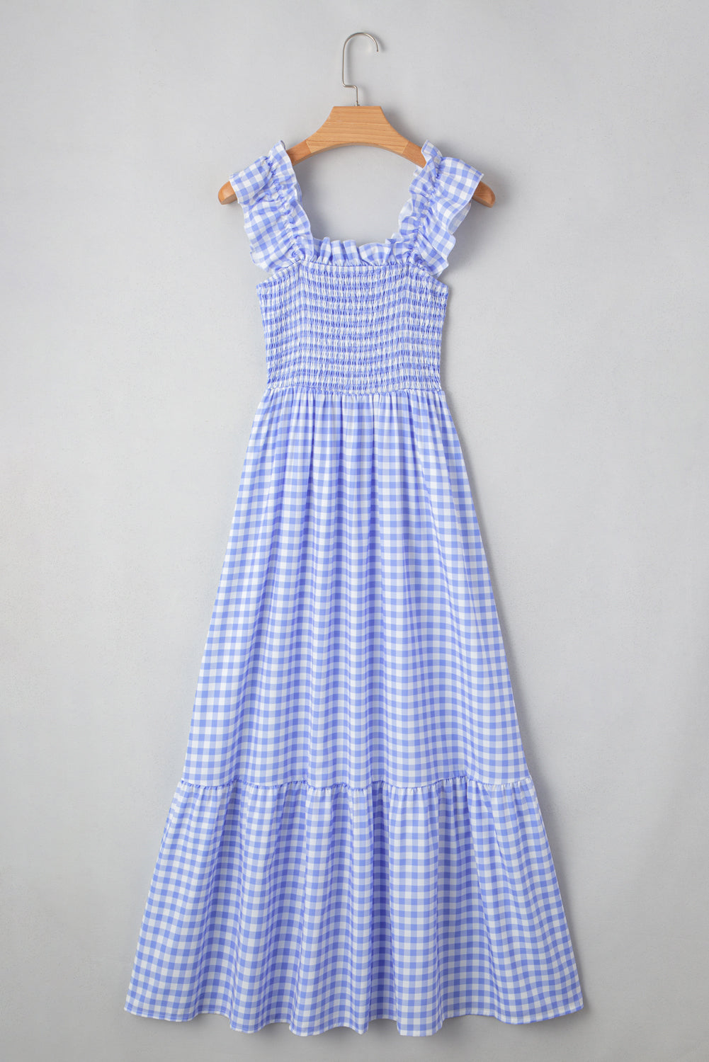 Red Plaid Square Neck Sleeveless Maxi Dress-Maxi Dresses-[Adult]-[Female]-2022 Online Blue Zone Planet