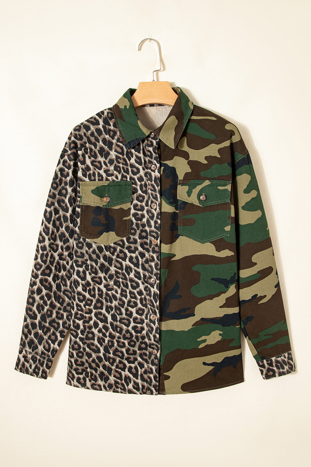 Brown Leopard Camo Patchwork Oversize Shacket-Outerwear/Jackets-[Adult]-[Female]-2022 Online Blue Zone Planet