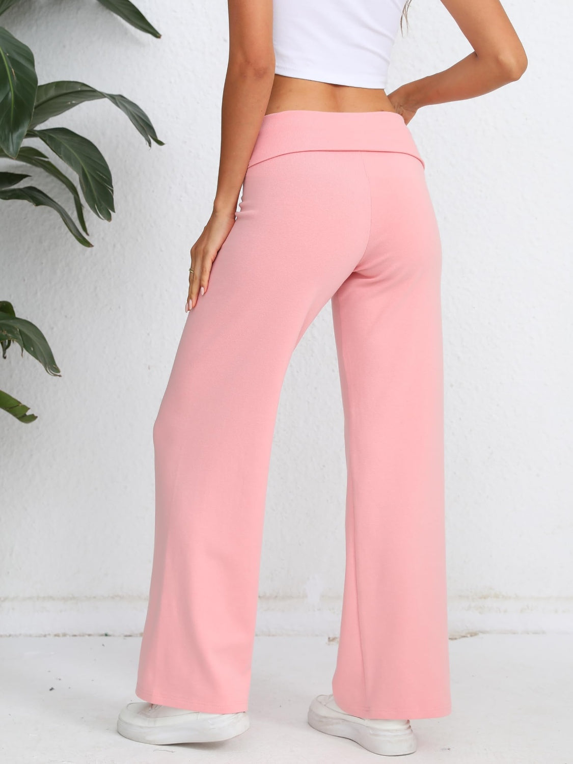 Elastic Waist Wide Leg Pants-BOTTOMS SIZES SMALL MEDIUM LARGE-[Adult]-[Female]-2022 Online Blue Zone Planet