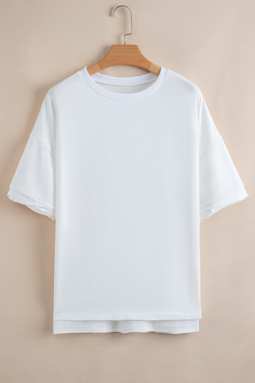 Myosotis Loose Half Sleeve Hi Low Hem T Shirt-Tops/Tops & Tees-[Adult]-[Female]-2022 Online Blue Zone Planet