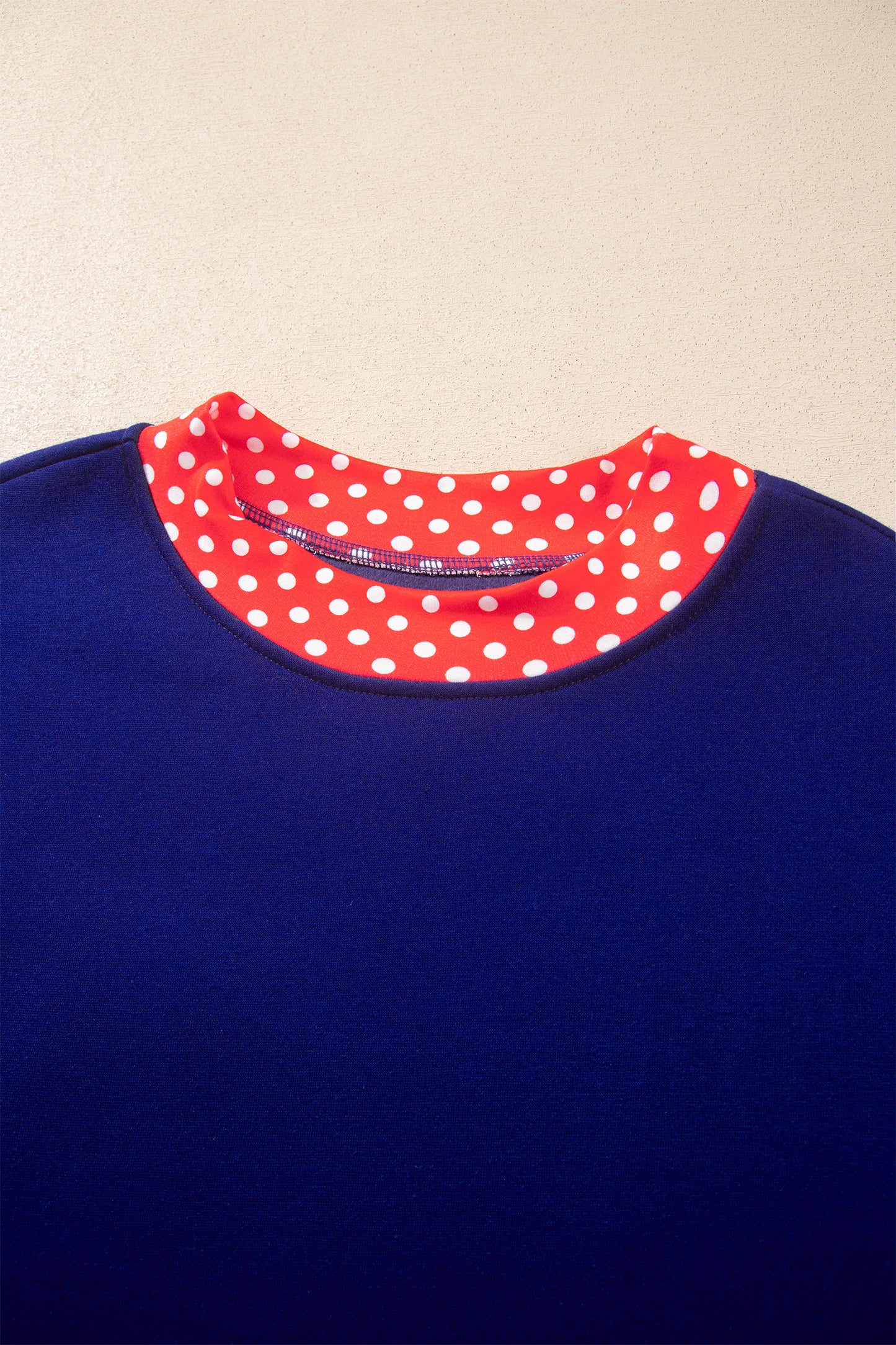 Dirty blue Colorblock Polka Dot Contrast Trim Oversized Sweatshirt-Tops/Sweatshirts & Hoodies-[Adult]-[Female]-2022 Online Blue Zone Planet