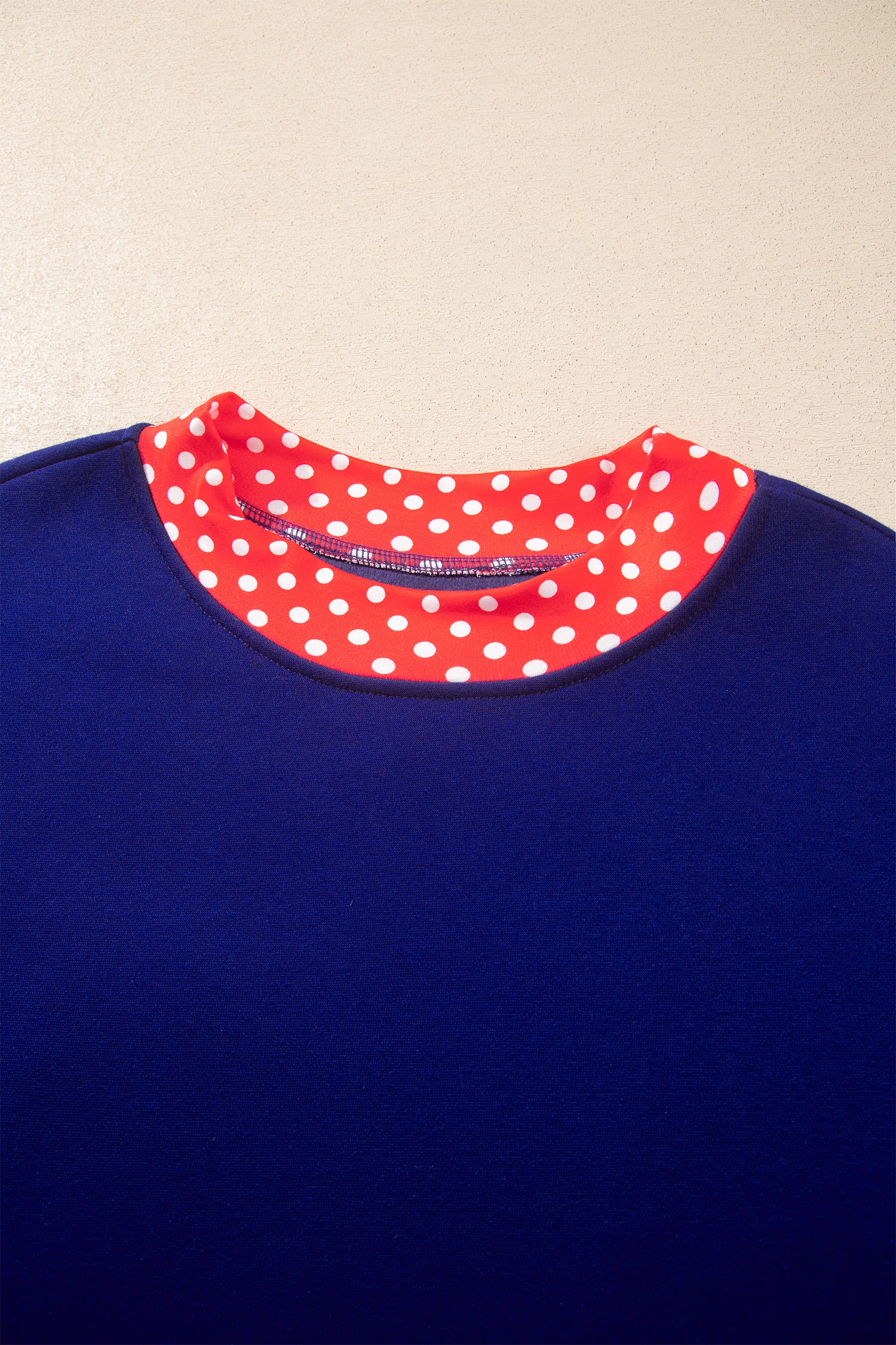 Dirty blue Colorblock Polka Dot Contrast Trim Oversized Sweatshirt-Tops/Sweatshirts & Hoodies-[Adult]-[Female]-2022 Online Blue Zone Planet