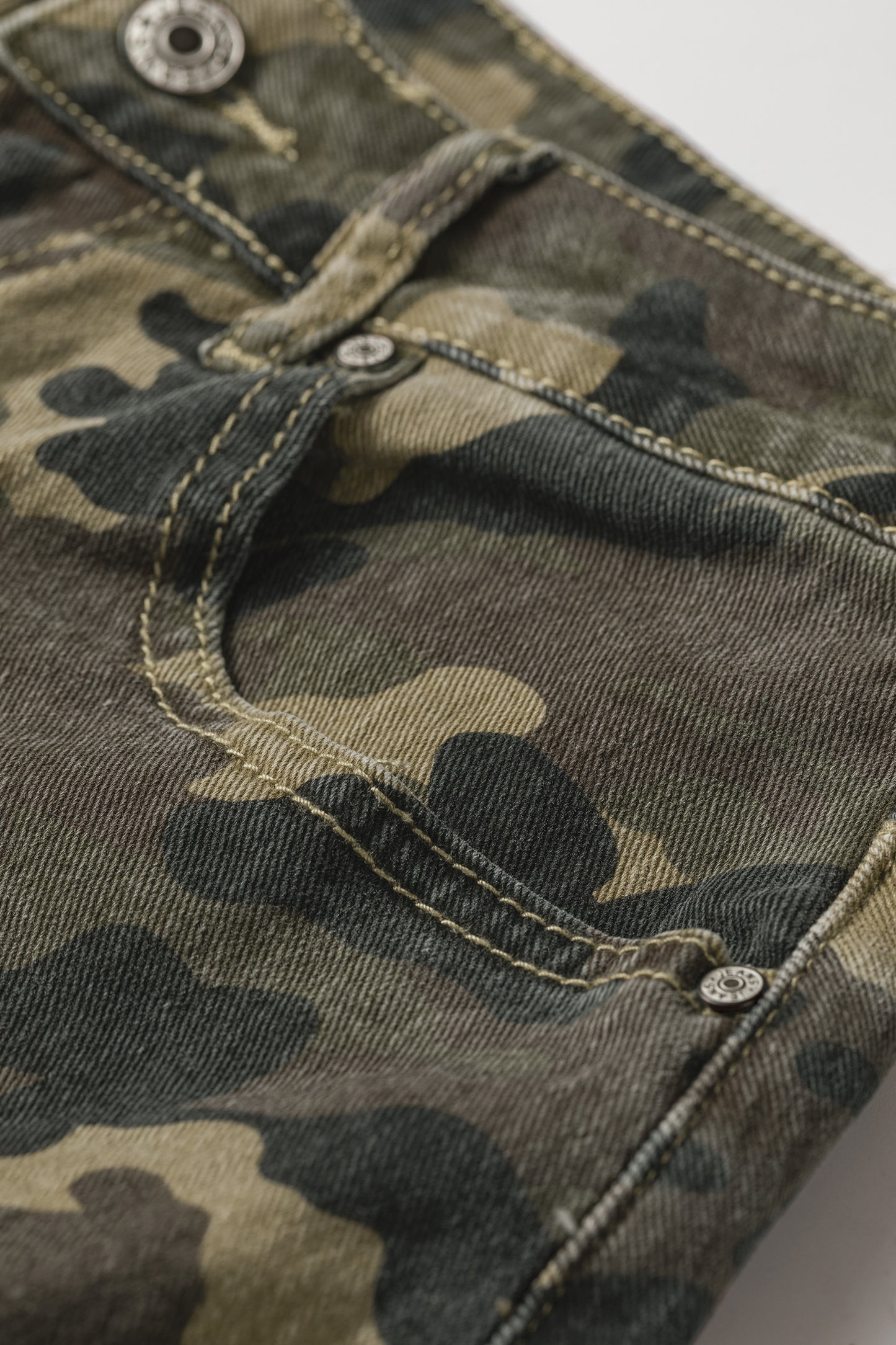 Green Camouflage High Rise Denim Shorts-Bottoms/Denim Shorts-[Adult]-[Female]-2022 Online Blue Zone Planet