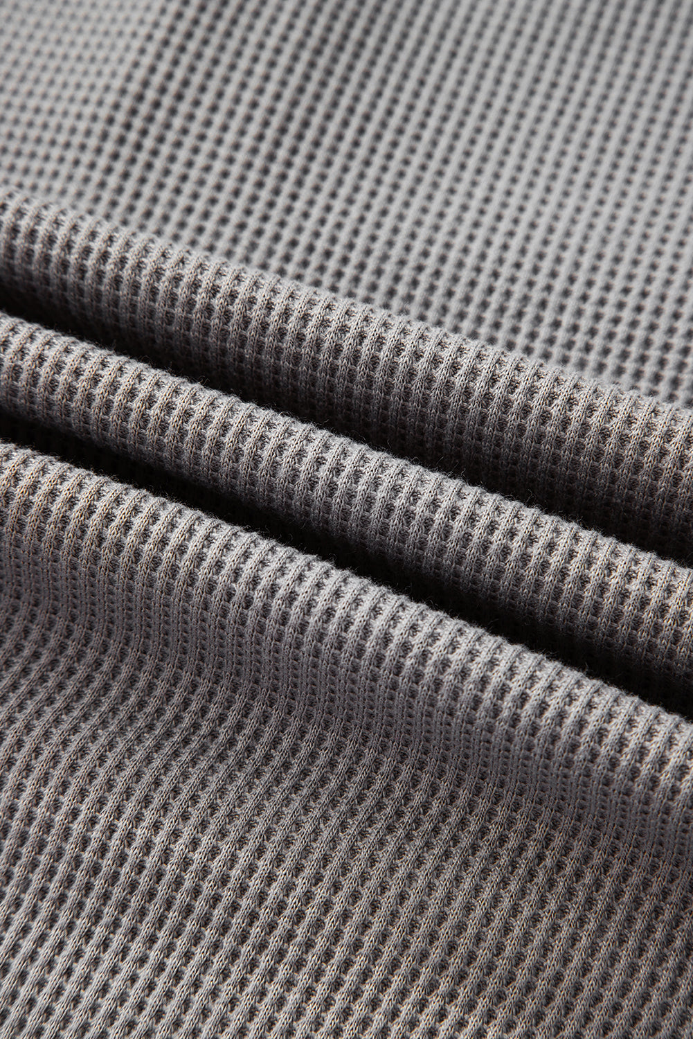 Gray Waffle Printed Patchwork Drawstring Hooded Long Sleeve Top-Tops / Dresses-[Adult]-[Female]-2022 Online Blue Zone Planet