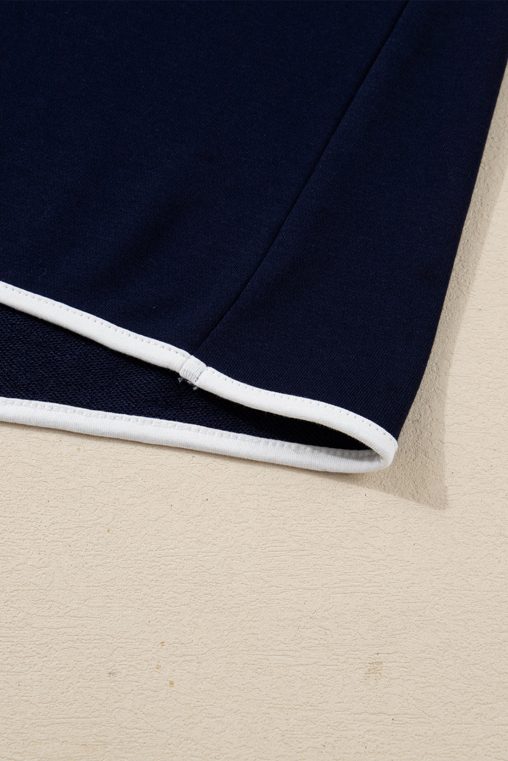 Bluing Colorful Striped Accent Varsity Long Sleeve Pullover and Shorts Matching Set-Two Piece Sets/Short Sets-[Adult]-[Female]-2022 Online Blue Zone Planet