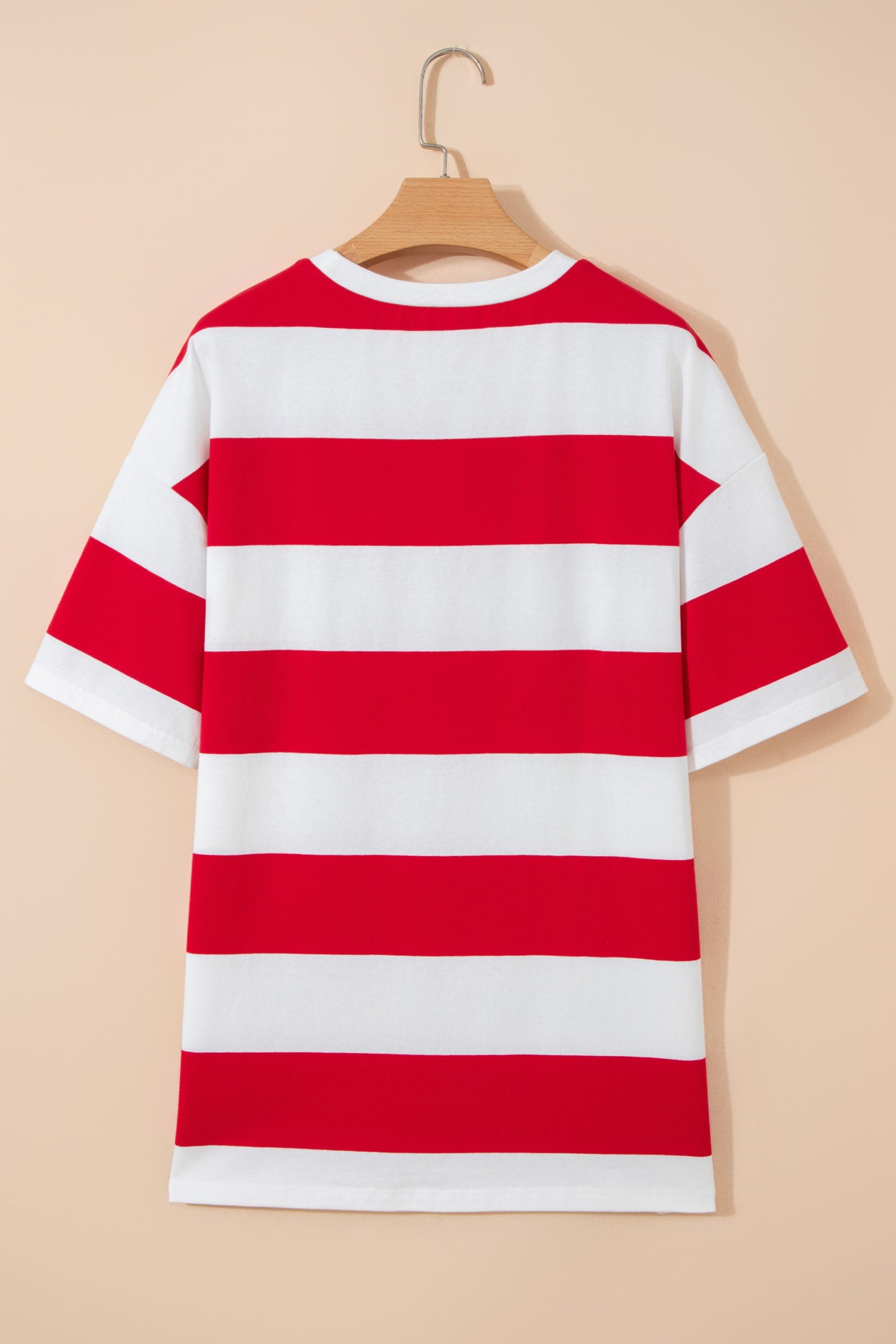Racing Red Striped Color Block Oversize Tunic Tee-Tops/Tops & Tees-[Adult]-[Female]-2022 Online Blue Zone Planet