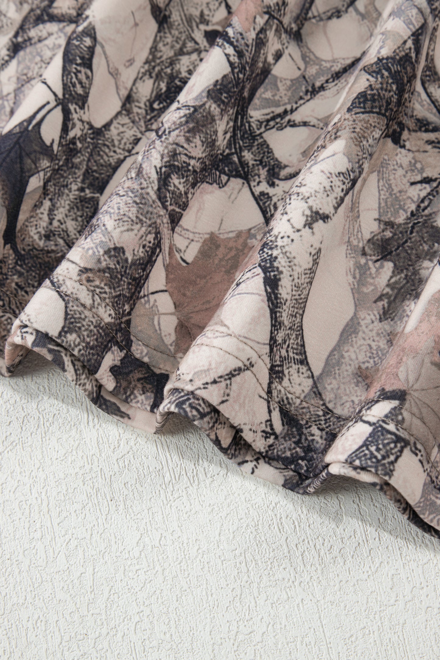 Khaki Woodland Camo Print Long Sleeve Top Casual Short Set-Two Piece Sets/Short Sets-[Adult]-[Female]-2022 Online Blue Zone Planet