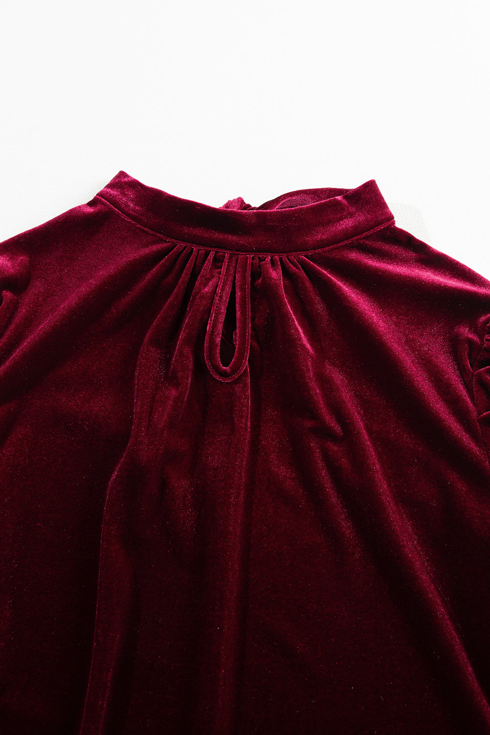 Mock Neck Puff Sleeve Velvet Blouse-TOPS / DRESSES-[Adult]-[Female]-2022 Online Blue Zone Planet