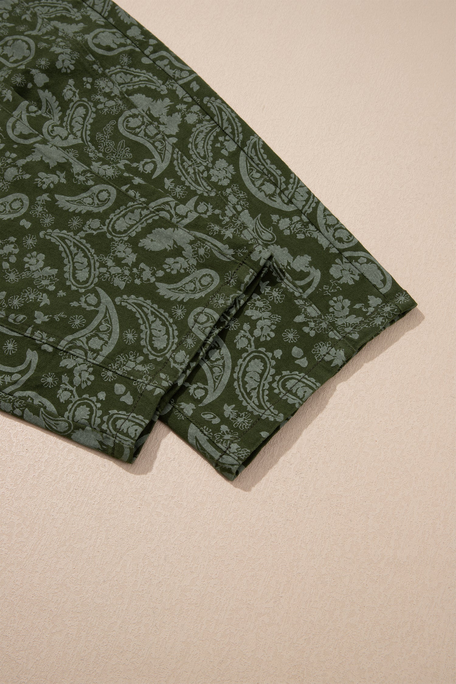 Green Paisley Print Harem Denim Pants-Bottoms/Jeans-[Adult]-[Female]-2022 Online Blue Zone Planet