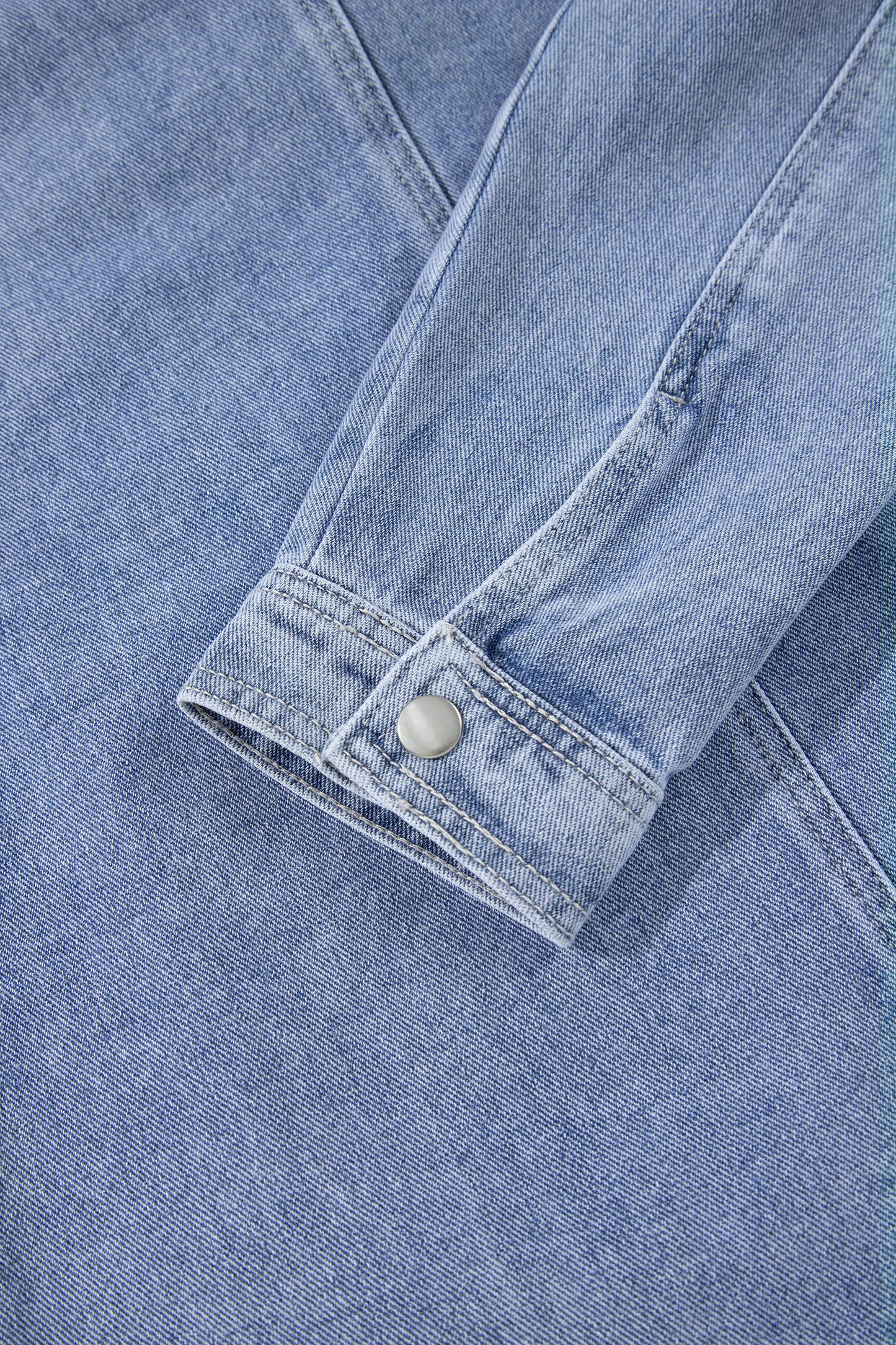 Beau Blue Studded Metal Zipper Rivet Pockets Long Sleeve Denim Jacket-Outerwear/Denim jackets-[Adult]-[Female]-2022 Online Blue Zone Planet