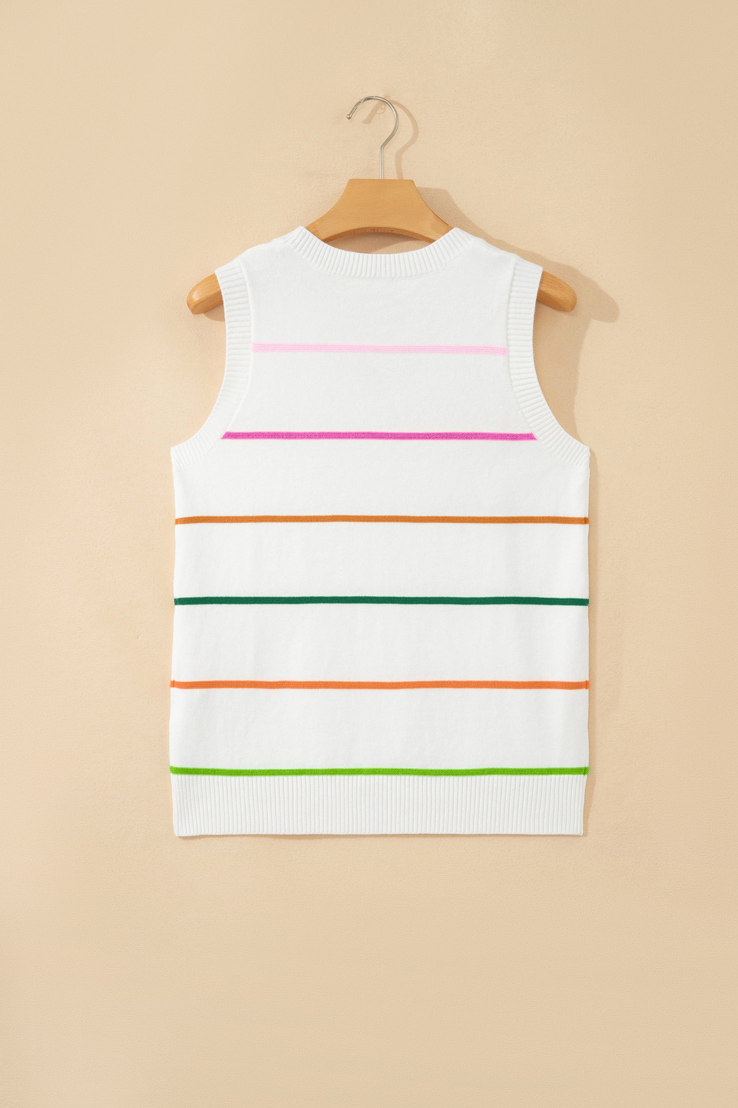 Green Stripe Round Neck Knitted Sweater Tank-TOPS / DRESSES-[Adult]-[Female]-2022 Online Blue Zone Planet