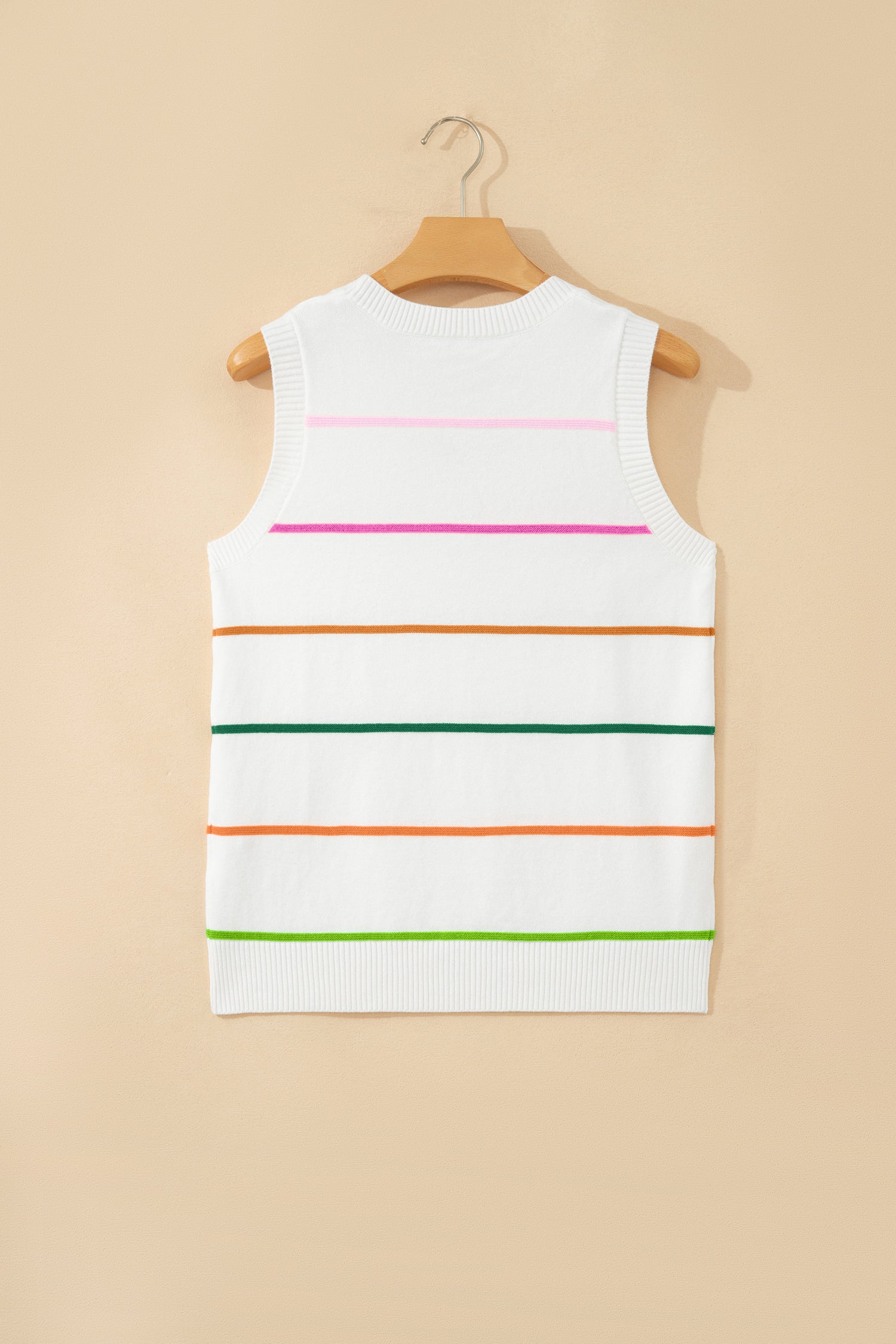 Green Stripe Round Neck Knitted Sweater Tank-TOPS / DRESSES-[Adult]-[Female]-2022 Online Blue Zone Planet