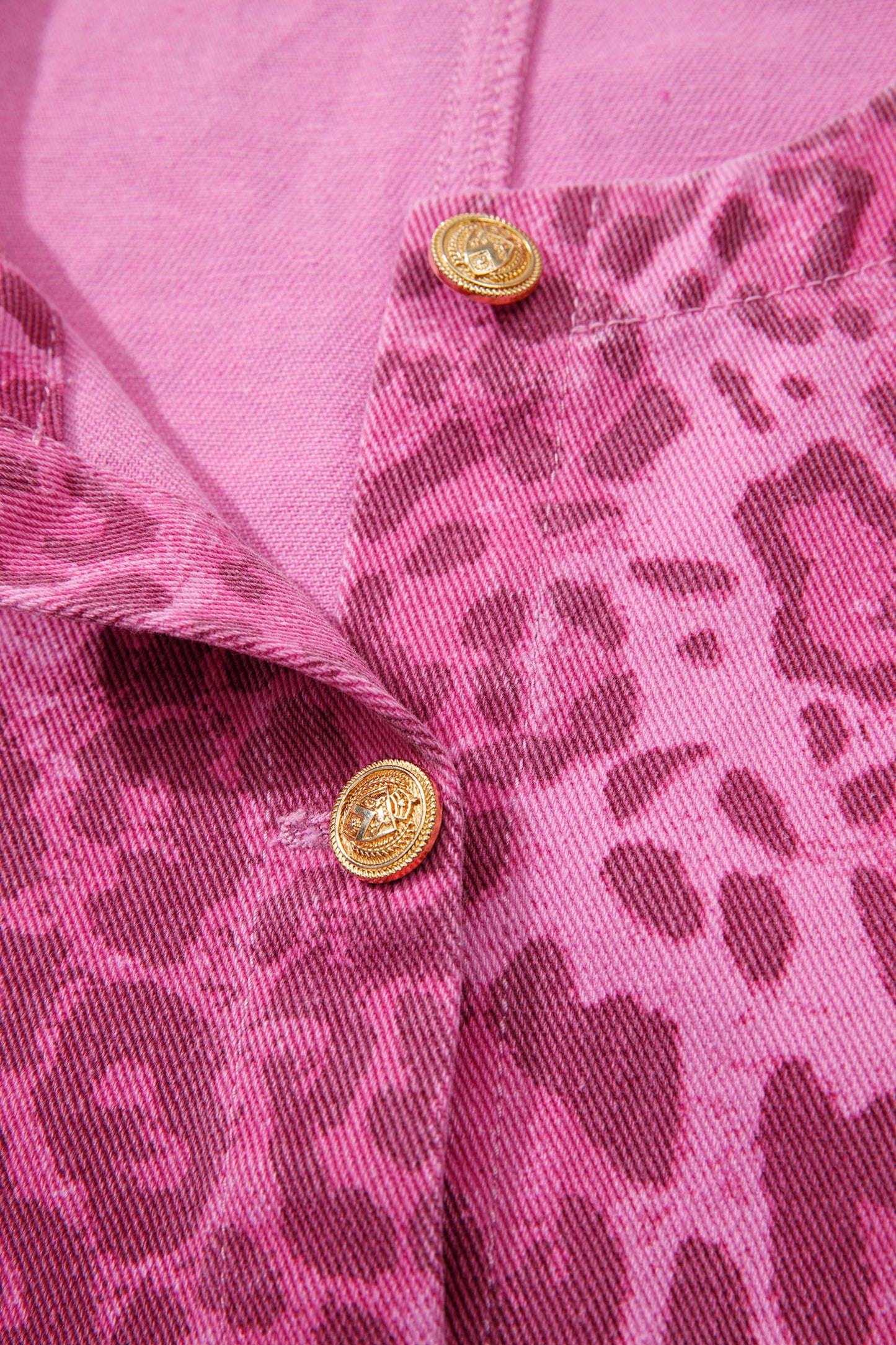 Pink Leopard Denim Buttoned Shift Sleeveless Dress-Dresses/Mini Dresses-[Adult]-[Female]-2022 Online Blue Zone Planet
