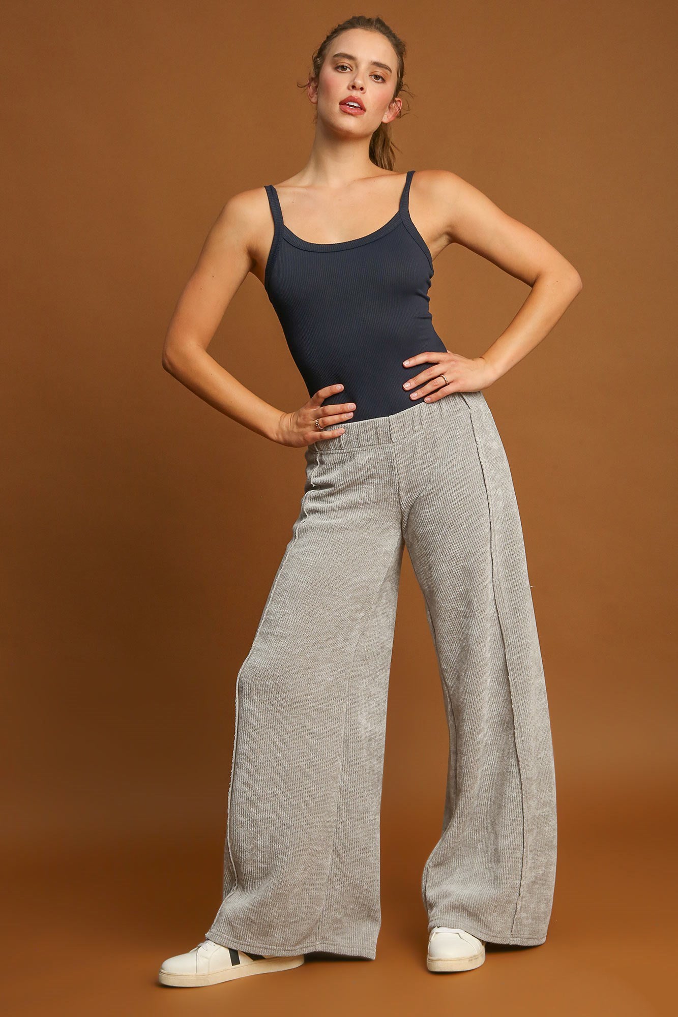 Blue Zone Planet | Umgee Elastic Waist Wide Leg Pants-BOTTOM SIZES SMALL MEDIUM LARGE-[Adult]-[Female]-2022 Online Blue Zone Planet