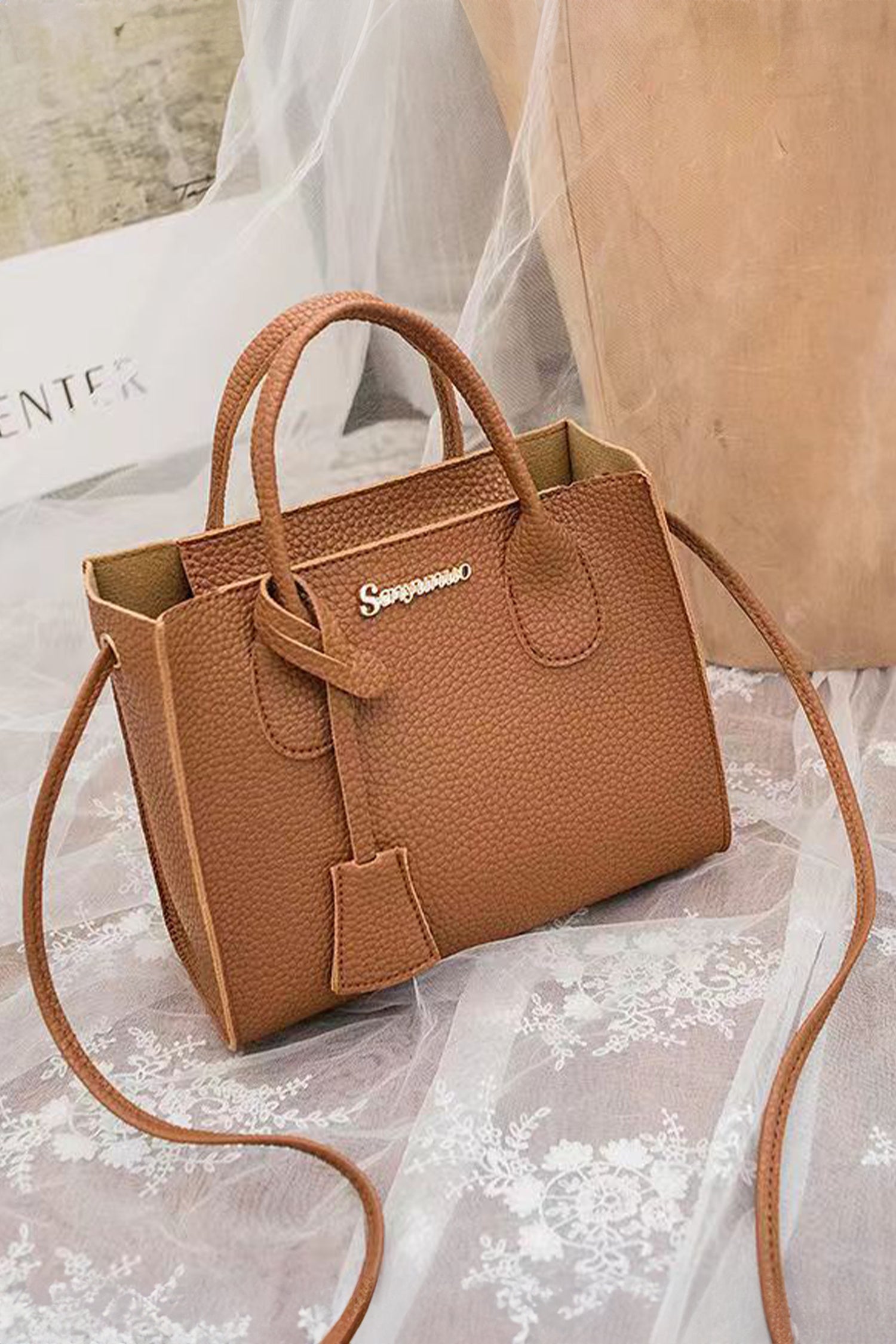 Camel Minimalist PU Leather Handle Shoulder Bag-Shoes & Bags/Shoulder Bags-[Adult]-[Female]-2022 Online Blue Zone Planet