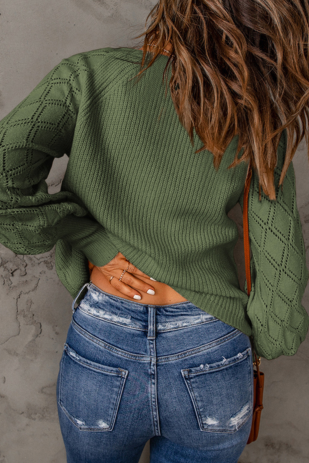 Green Bishop Sleeve Button V Neck Cardigan Sweater-Sweaters & Cardigans/Cardigans-[Adult]-[Female]-2022 Online Blue Zone Planet