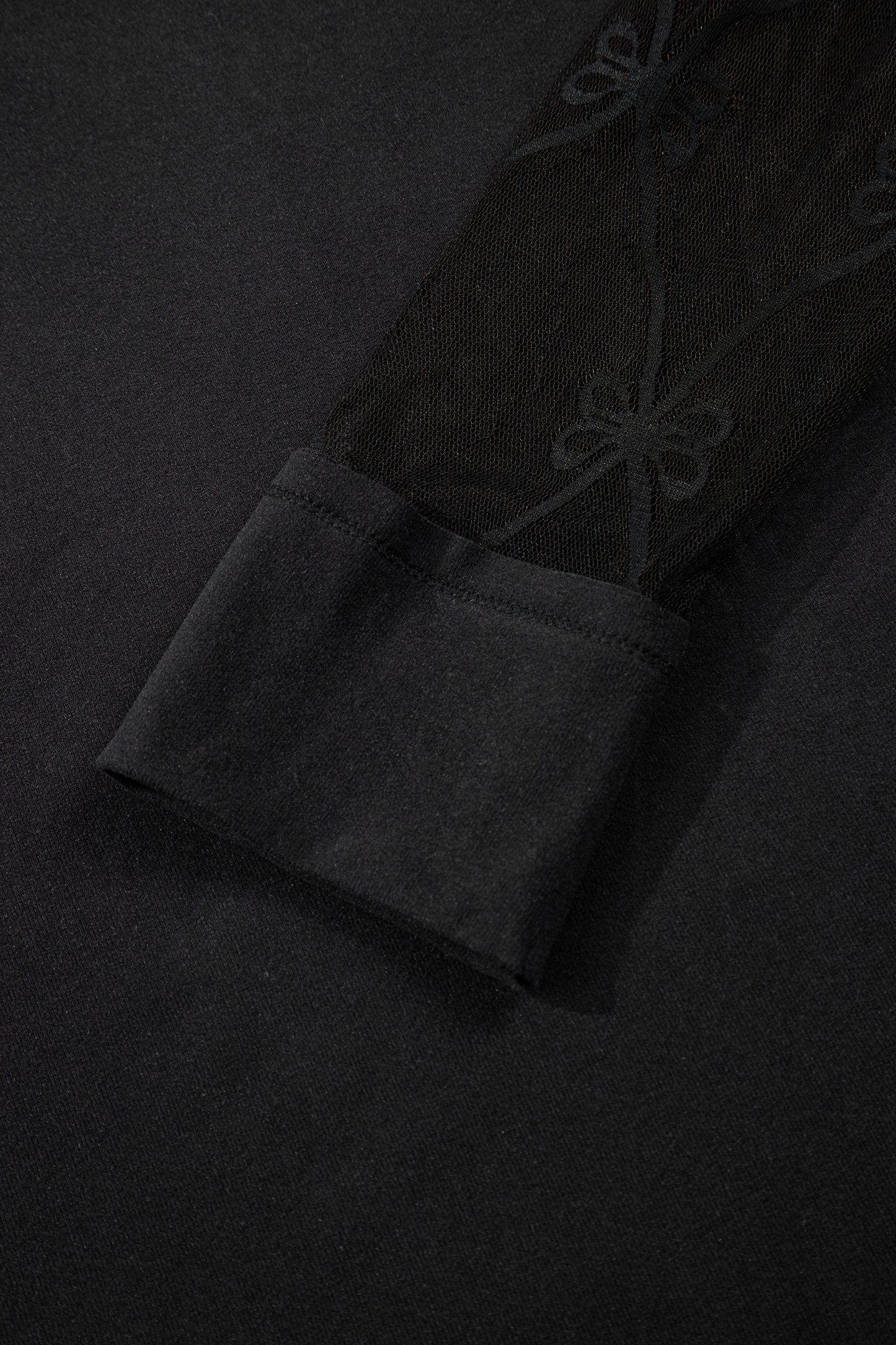 Black Solid Color Bow Textured Patchwork Long Sleeve Tee-Tops/Long Sleeve Tops-[Adult]-[Female]-2022 Online Blue Zone Planet