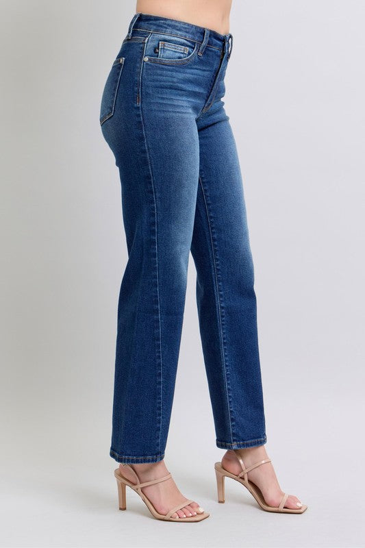 Judy Blue Full Size Side Seam Detail Straight Jeans with Pockets-BOTTOMS SIZES SMALL MEDIUM LARGE-[Adult]-[Female]-2022 Online Blue Zone Planet